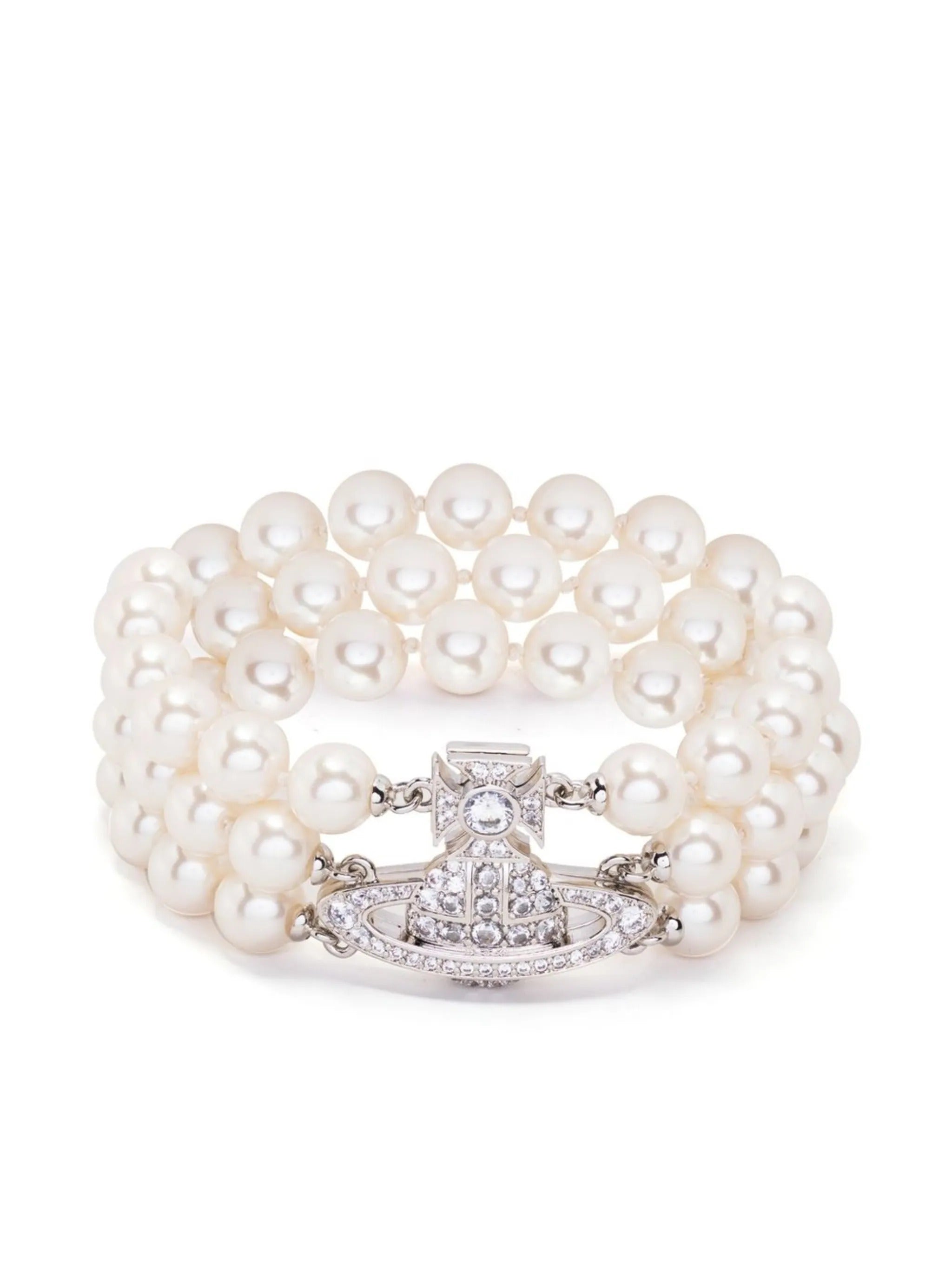 Graziella Three Row Pearl Bracelet Metallic Brass | Jewellery