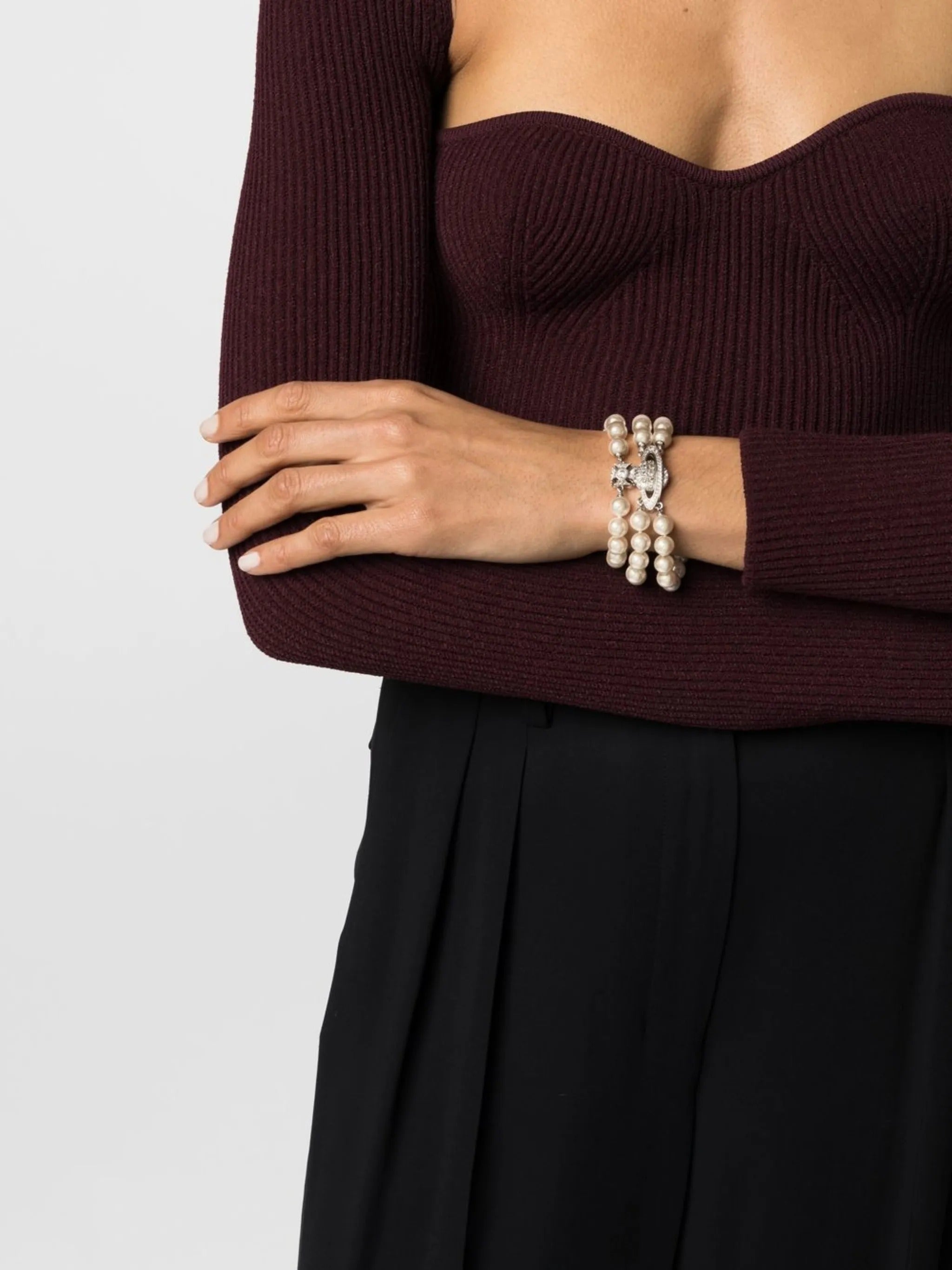 Graziella Three Row Pearl Bracelet Metallic Brass | Jewellery