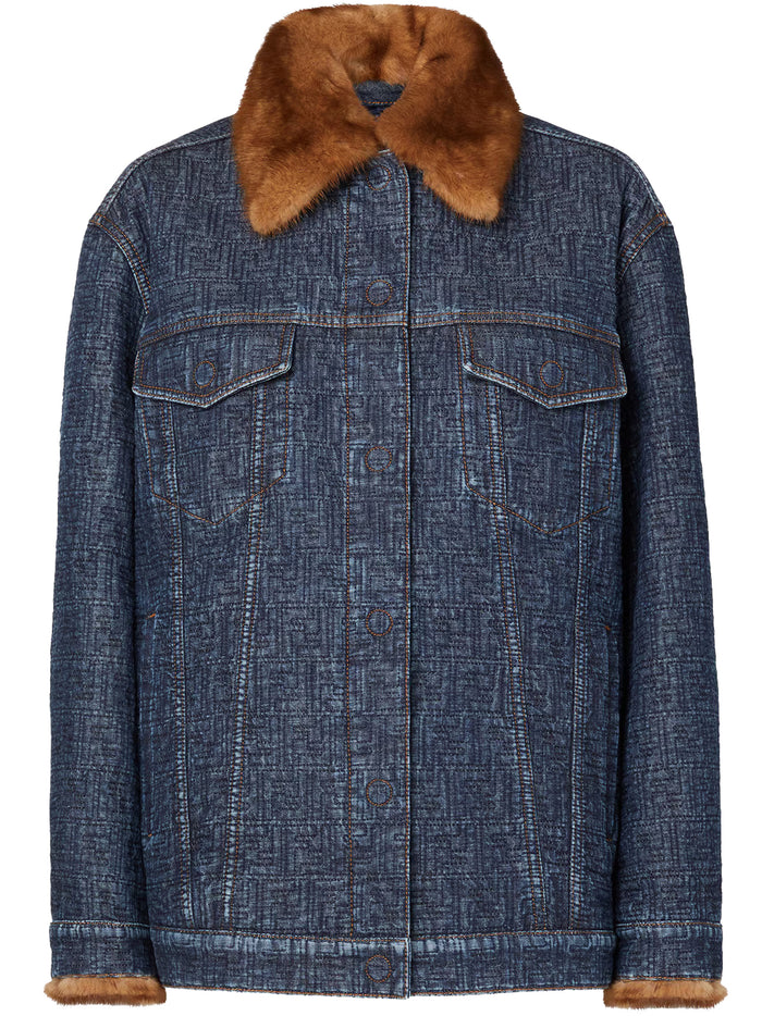 Jacket Ff Padded Denim Blue Giacca