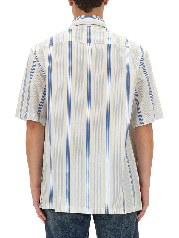 Shirt With Logo Azure Cotton