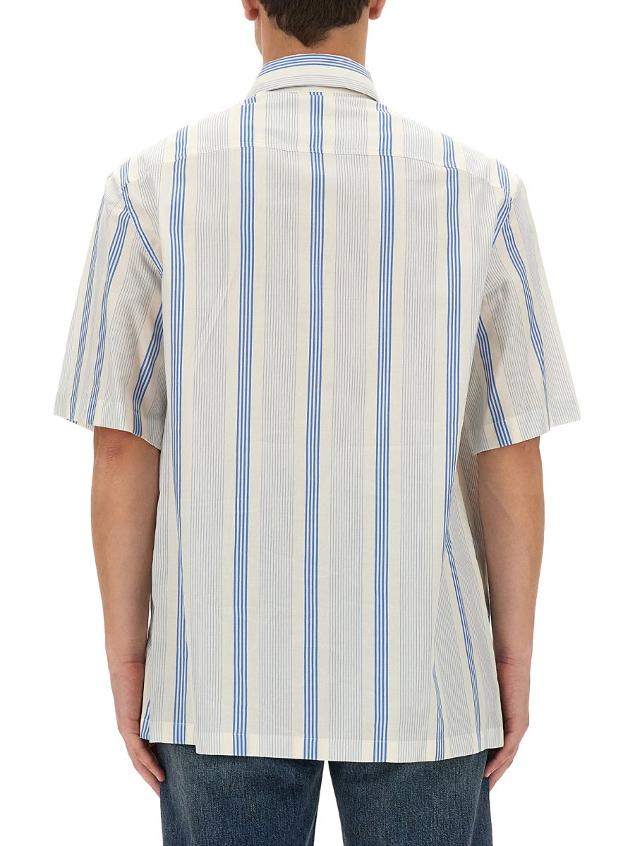 Shirt With Logo Azure Cotton