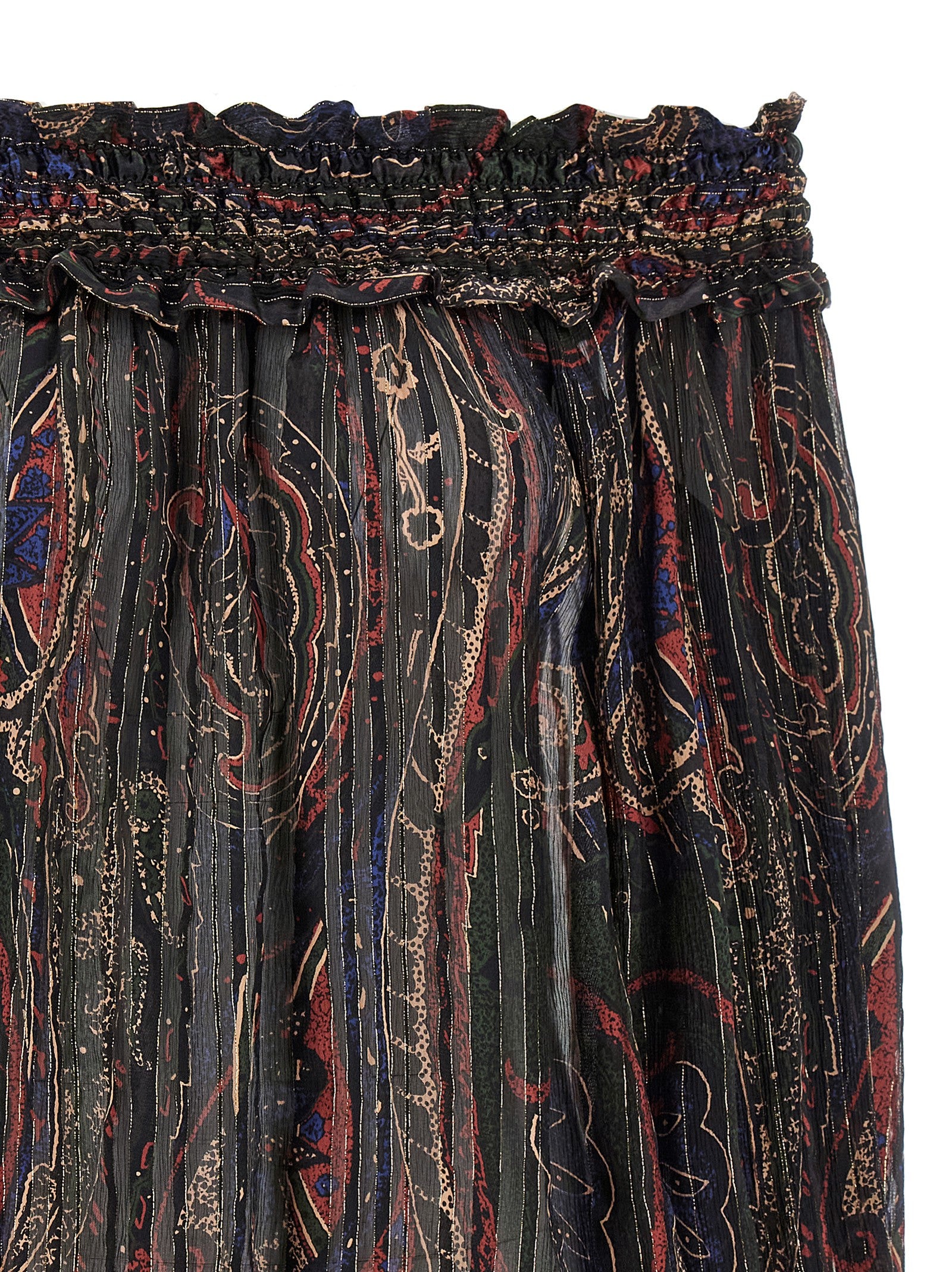 Smock stitch blouse Multicolor Silk Metallic Polyester Shirt