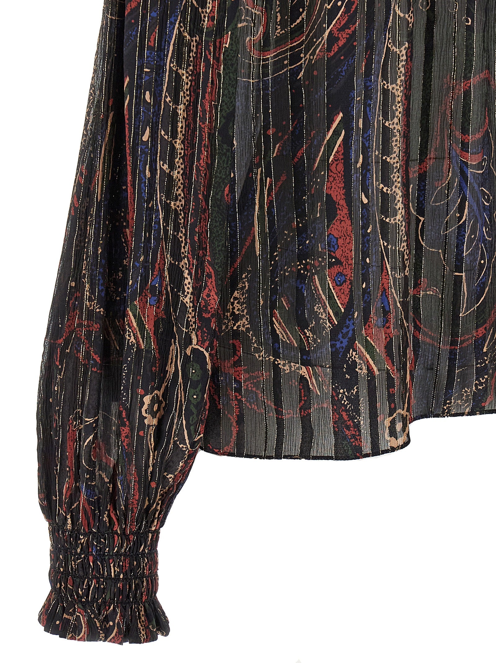 Smock stitch blouse Multicolor Silk Metallic Polyester Shirt