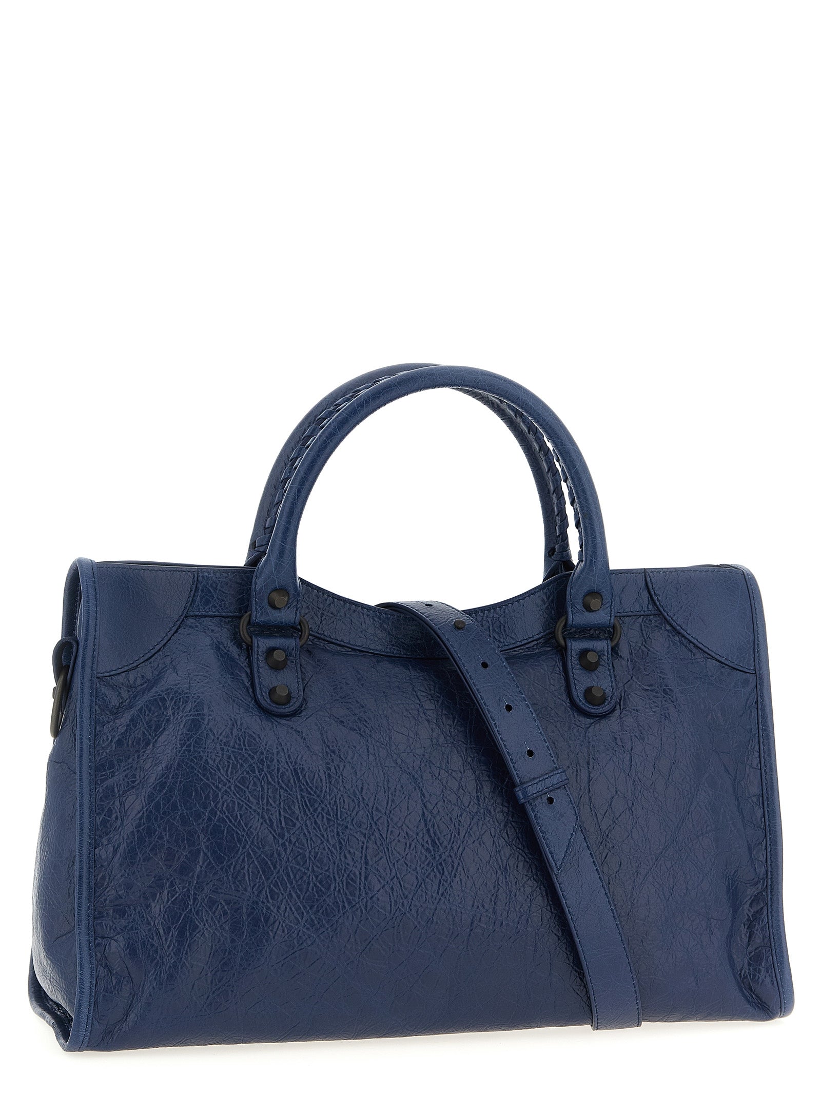 Le City Bag M Handbag Blue Lamb Leather (ovis Aries) Hand