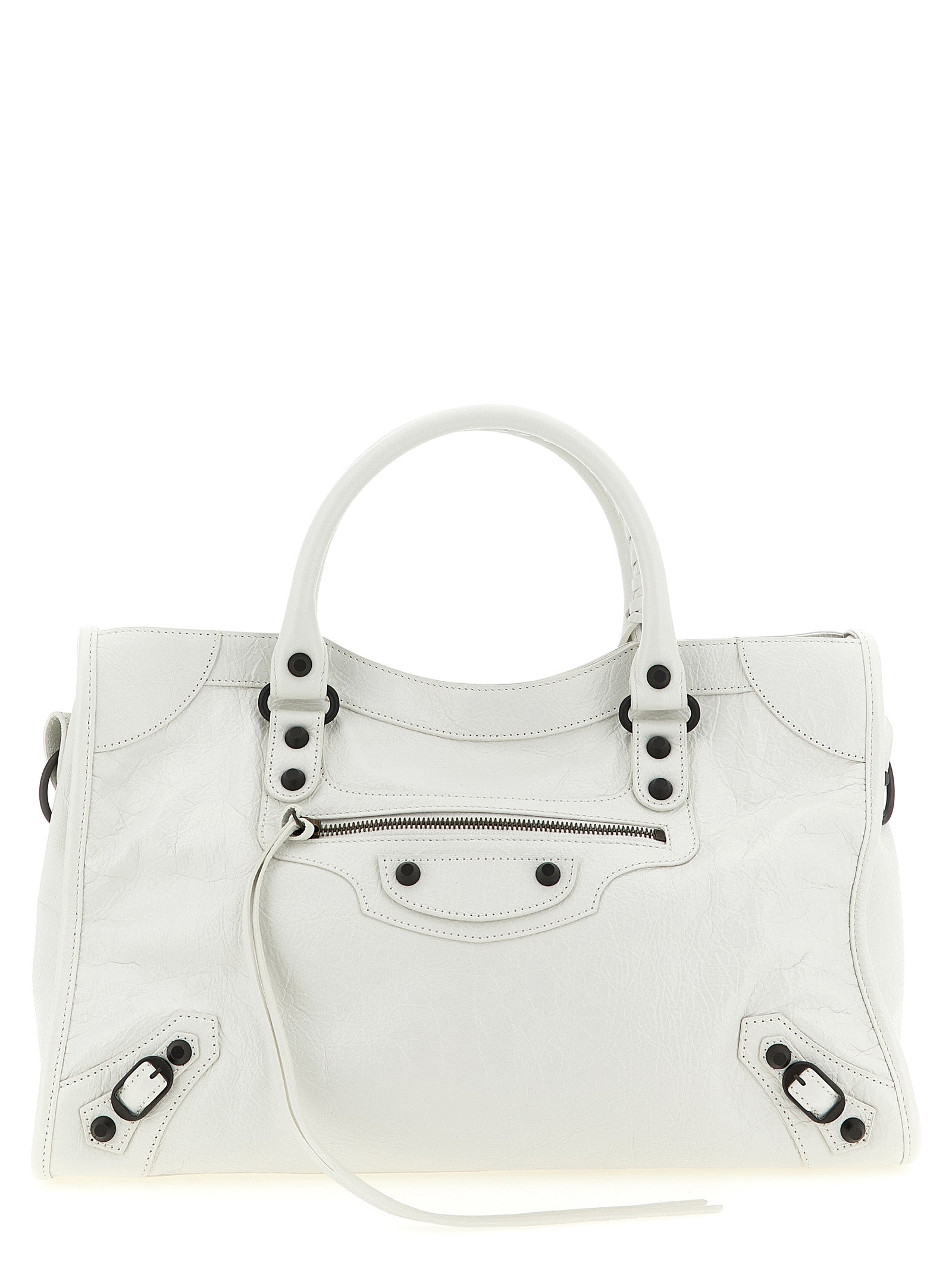 Le City M Handbag White Lamb Leather (ovis Aries) Hand Bags