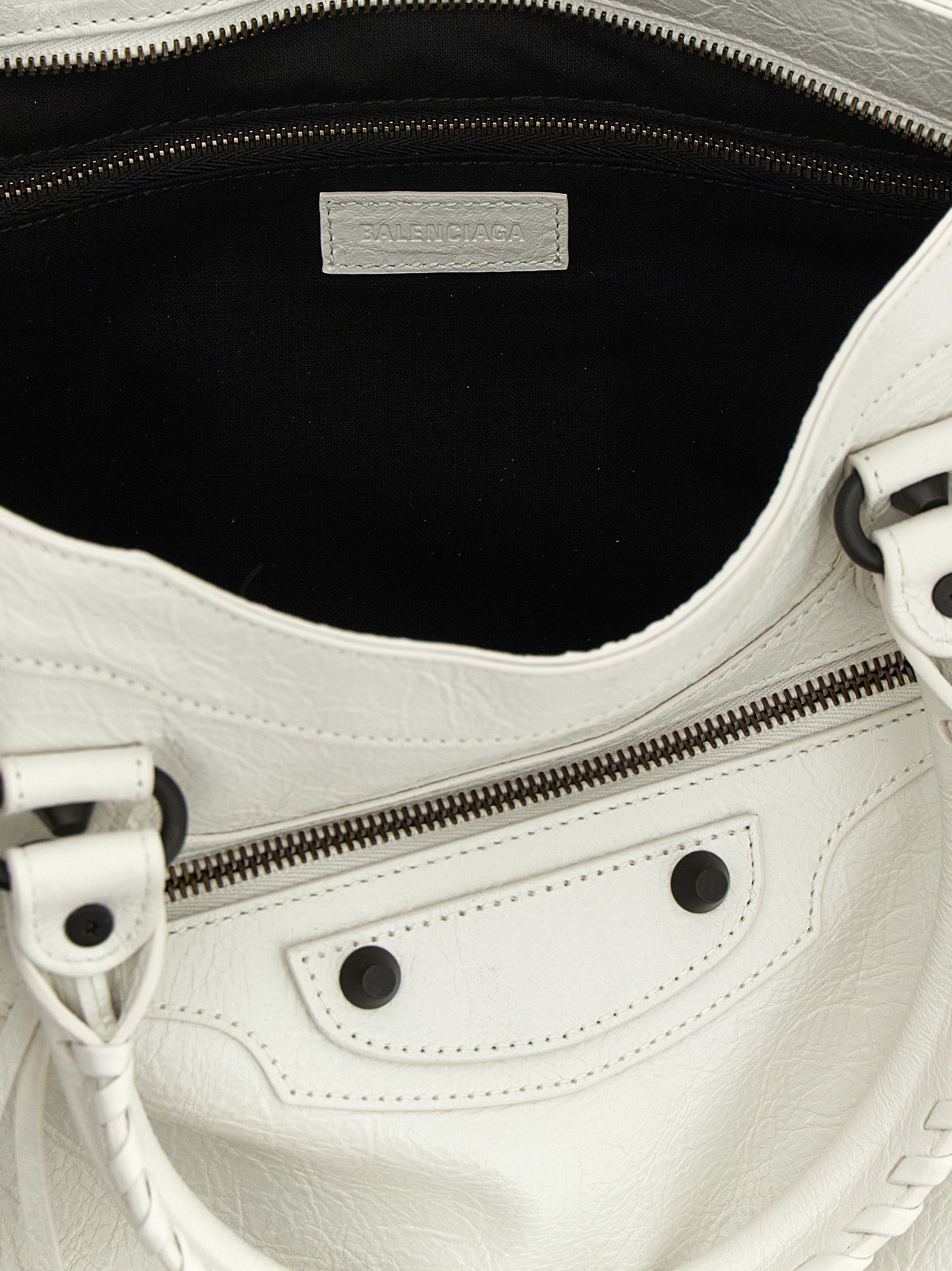 Le City M Handbag White Lamb Leather (ovis Aries) Hand Bags