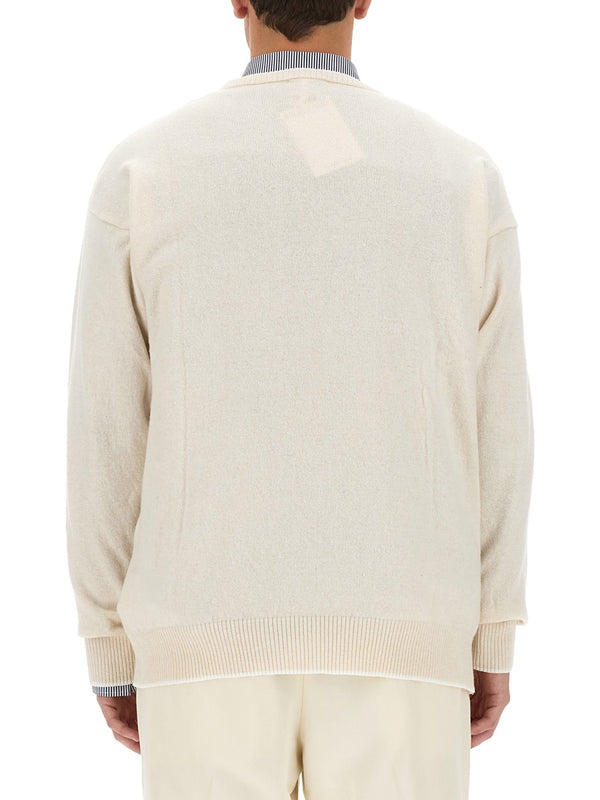 Jersey With Logo White Cashmere Jumpers
