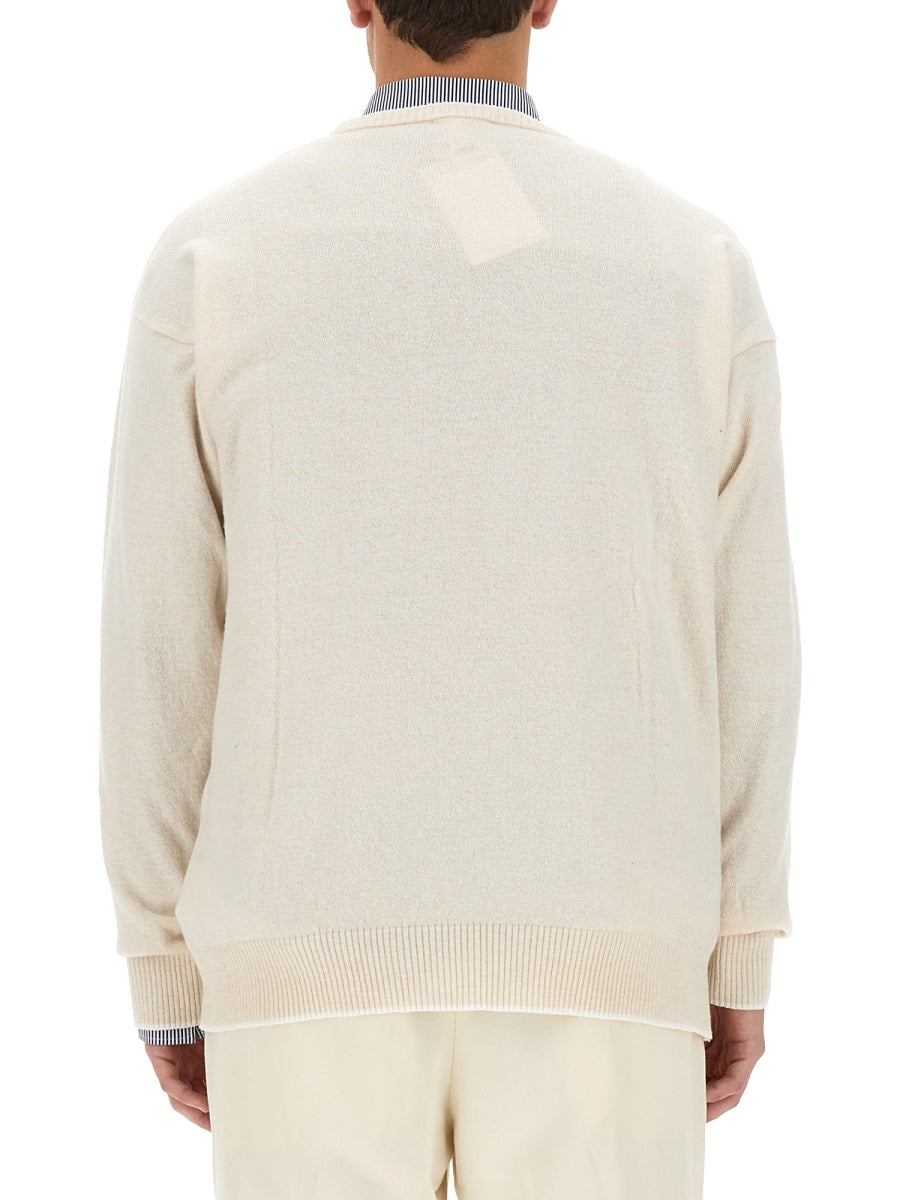 Jersey With Logo White Cashmere Jumpers
