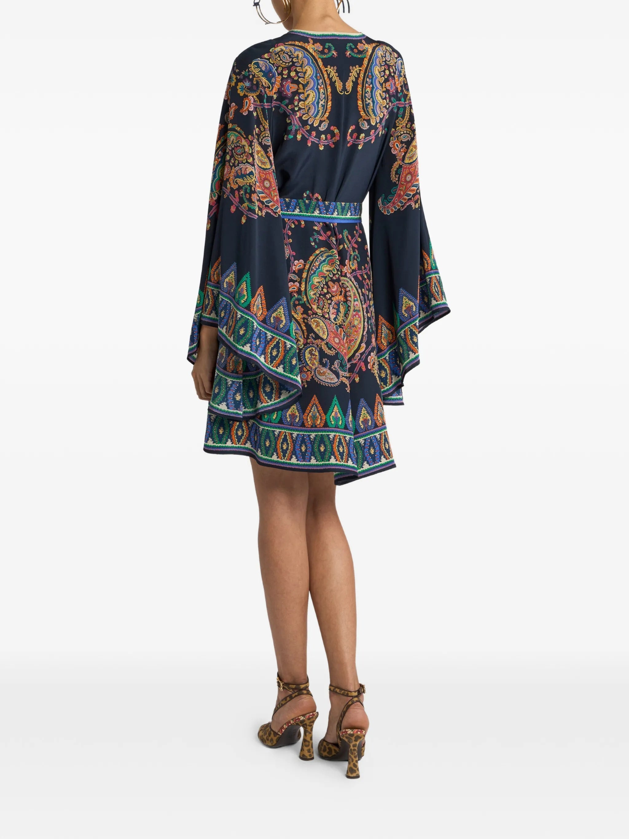 Mini Blouson Dress With Belt Blue Abito