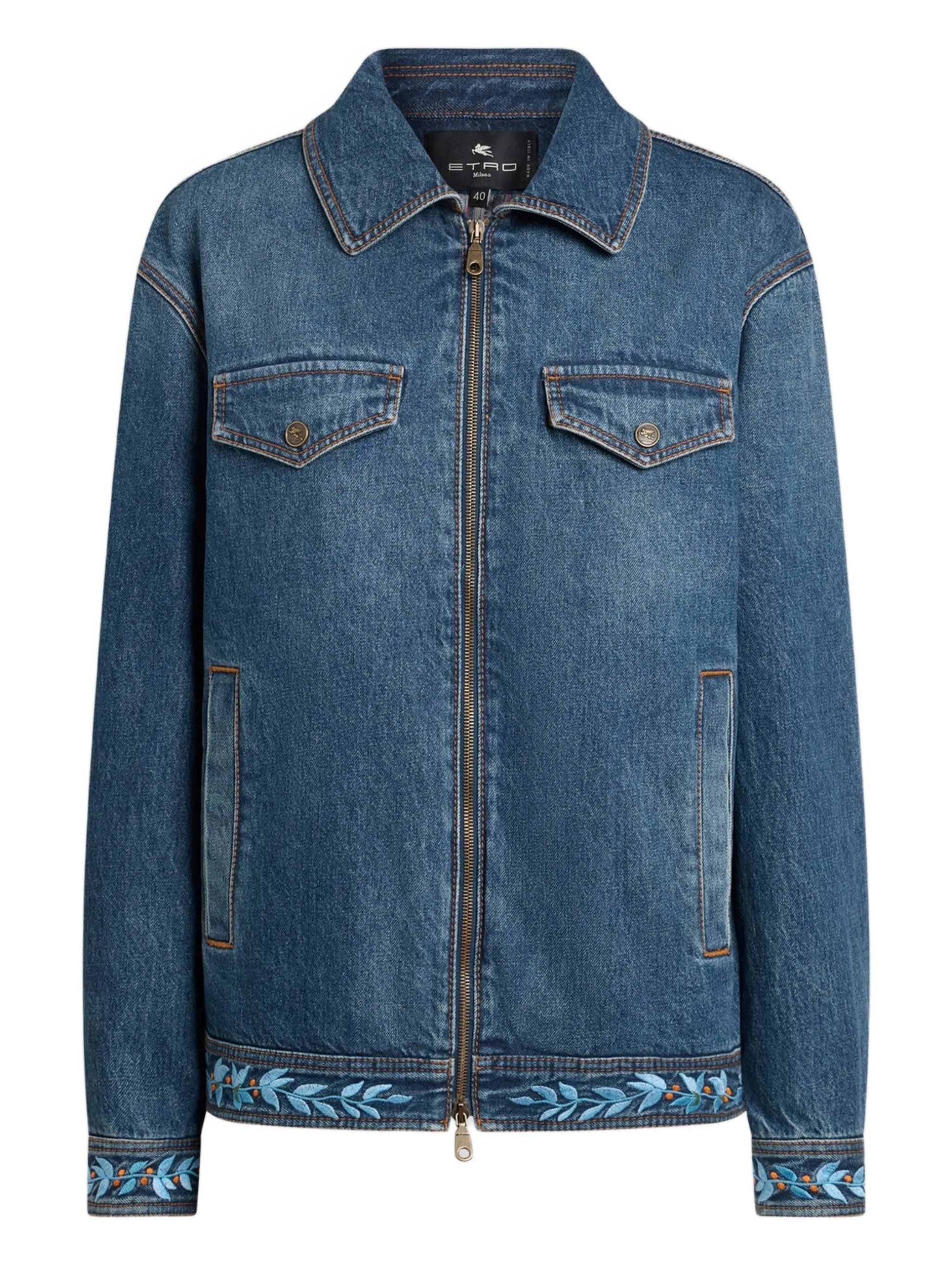 Loose Fit Denim Jacket With Embroidery Multicolour Giacca