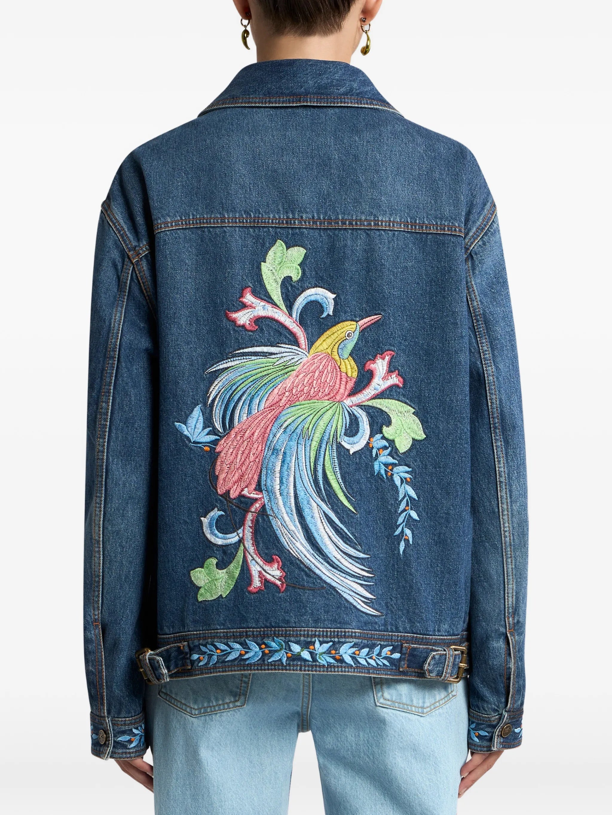 Loose Fit Denim Jacket With Embroidery Multicolour Giacca