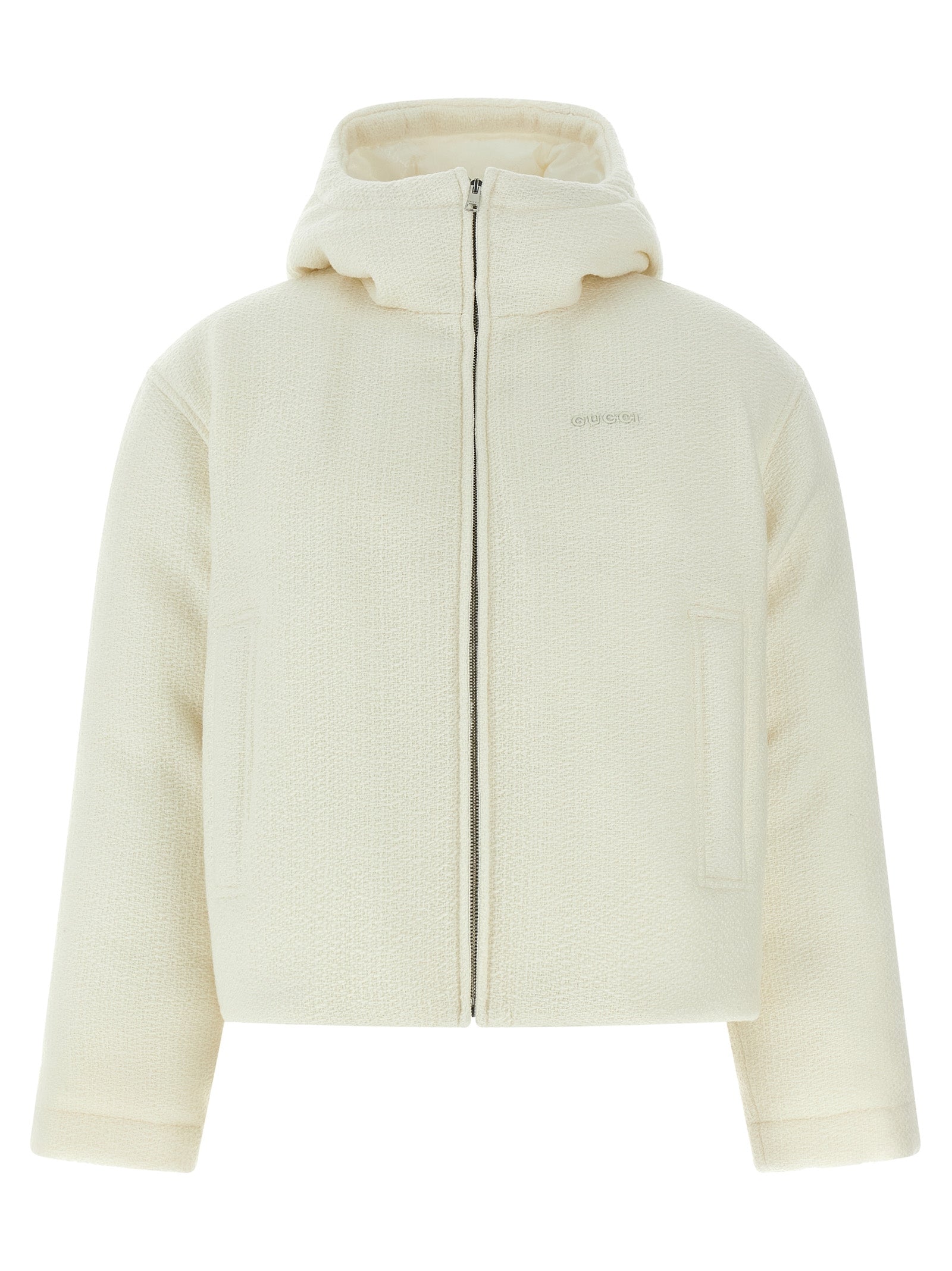 Bouclé wool jacket White Down Jacket, Parka, Casual