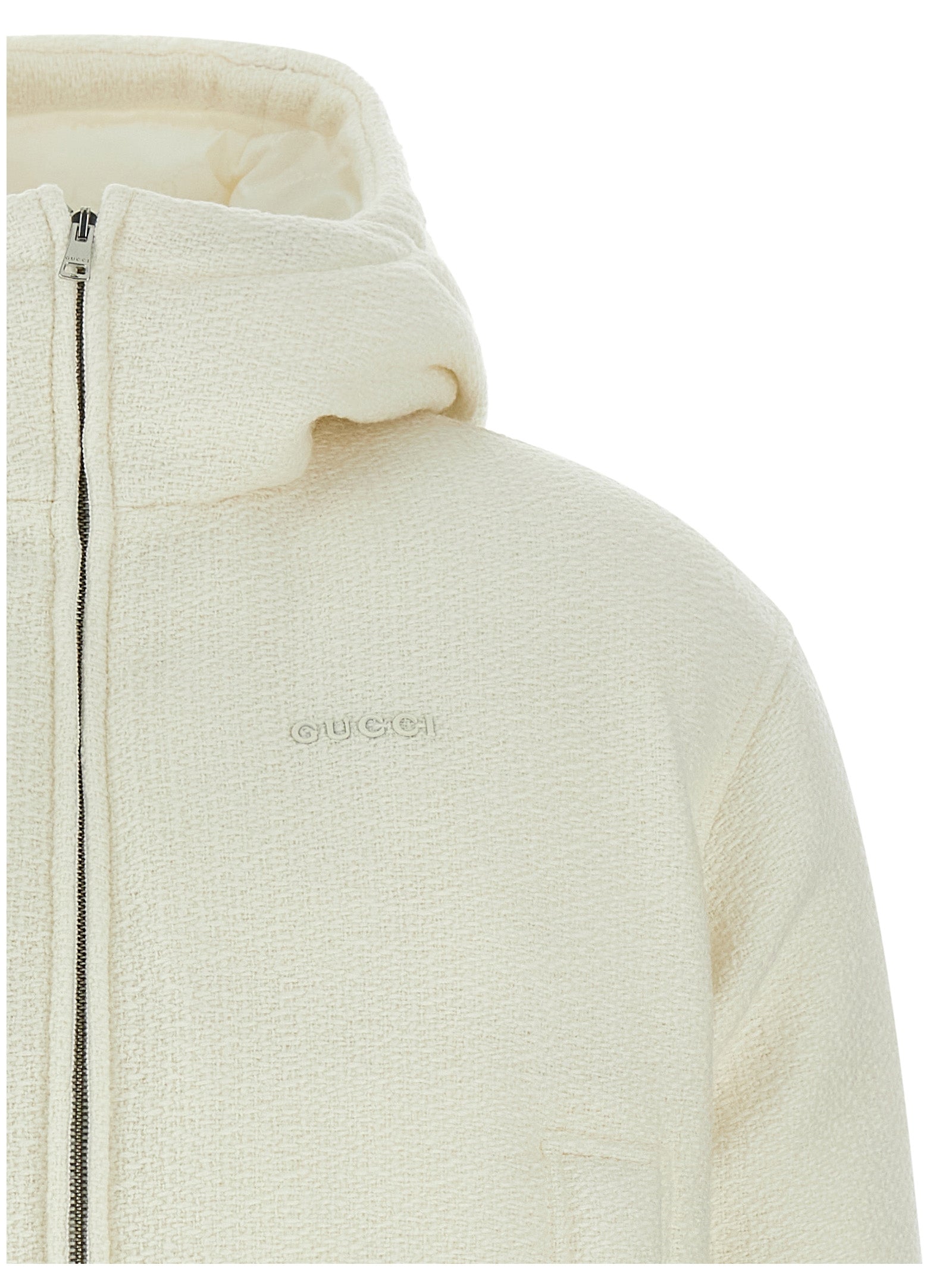 Bouclé wool jacket White Down Jacket, Parka, Casual