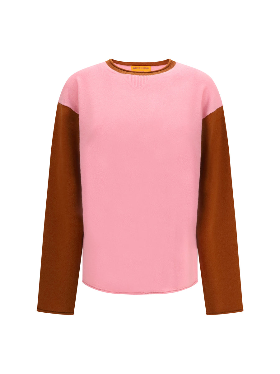 Baseball Oversized Crew Sweater Sprinkle/burnt Sienna Kashmir/capra Hircus