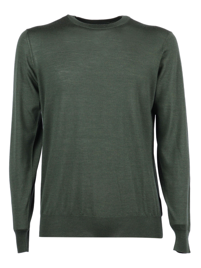 Ls Crew Neck Sweater Green Virgin Wool Silk Cashmere Crewneck