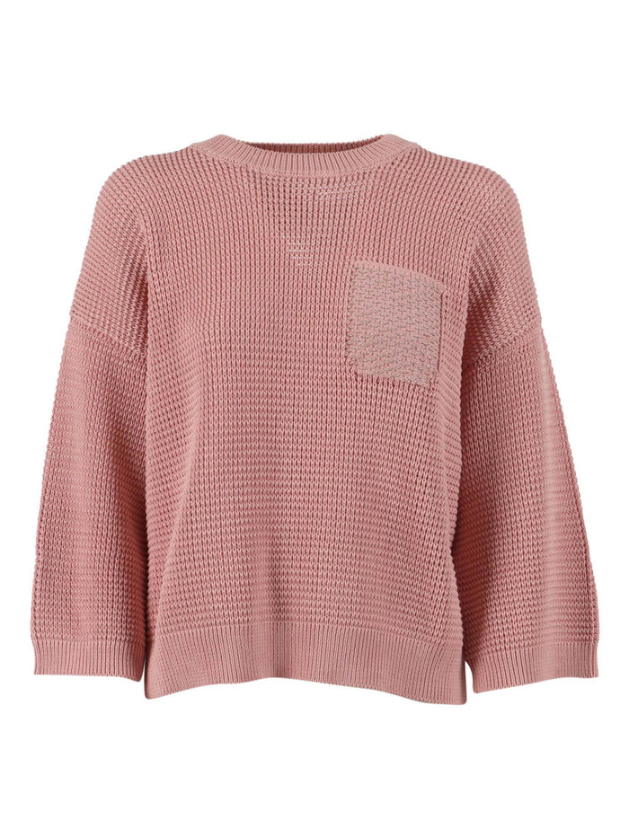 KNITTED SWEATER Pink Cotton Crewneck