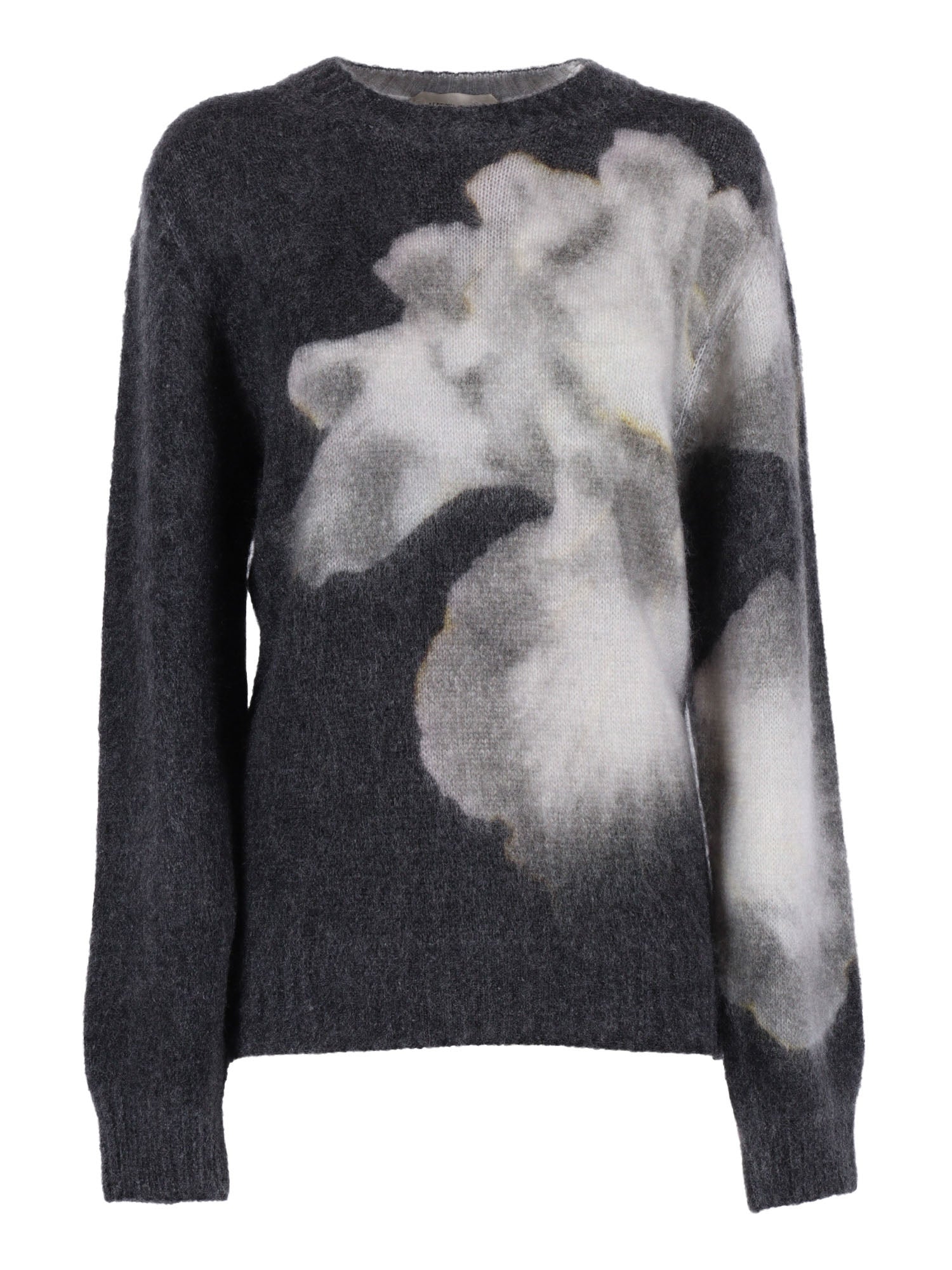 Sweater Grey Virgin Wool Mohair Crewneck