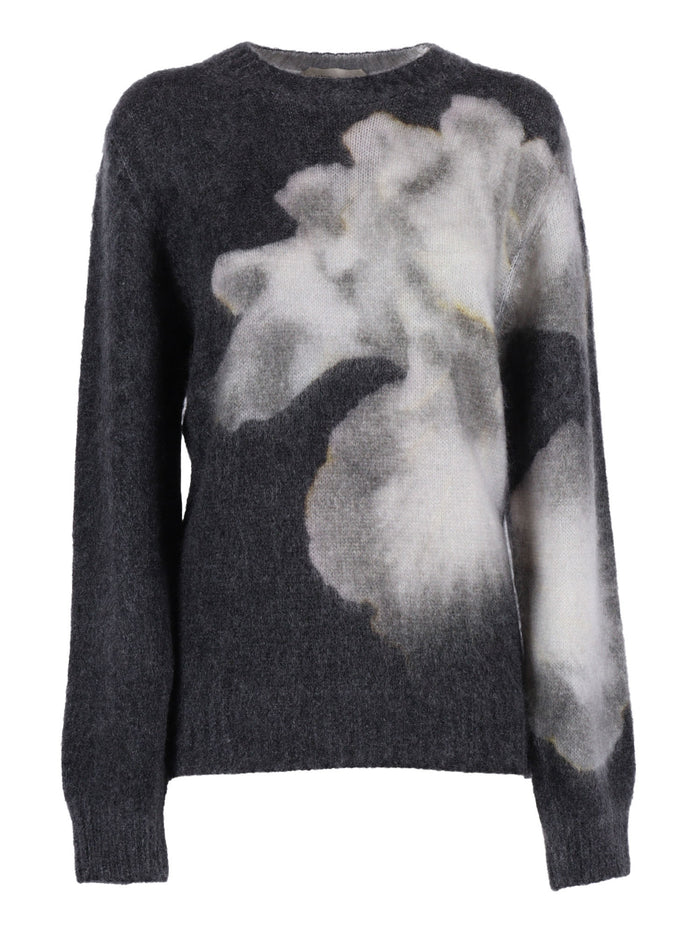 Sweater Grey Virgin Wool Mohair Crewneck