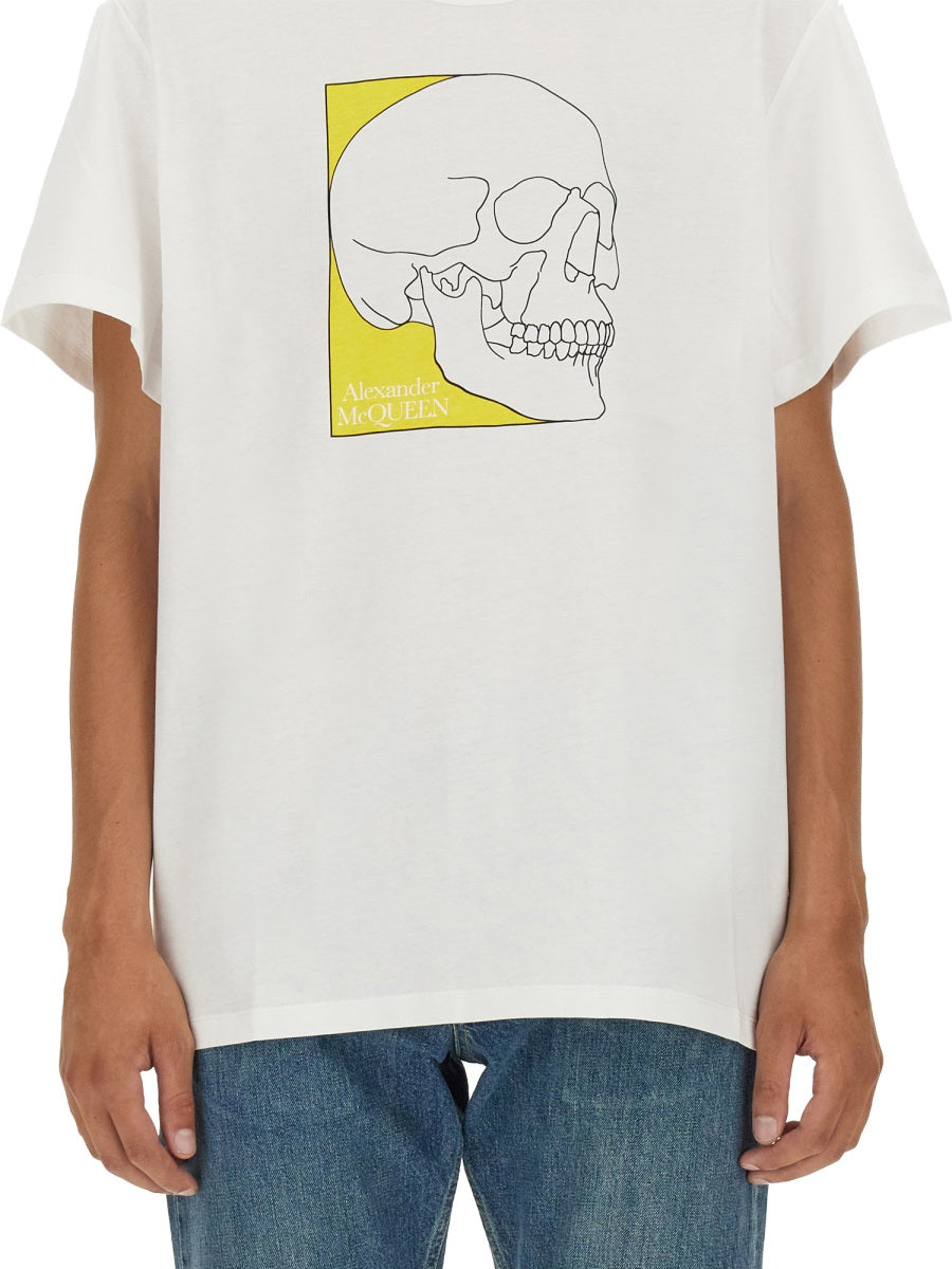 Skull Print T-Shirt White Cotton T-shirts