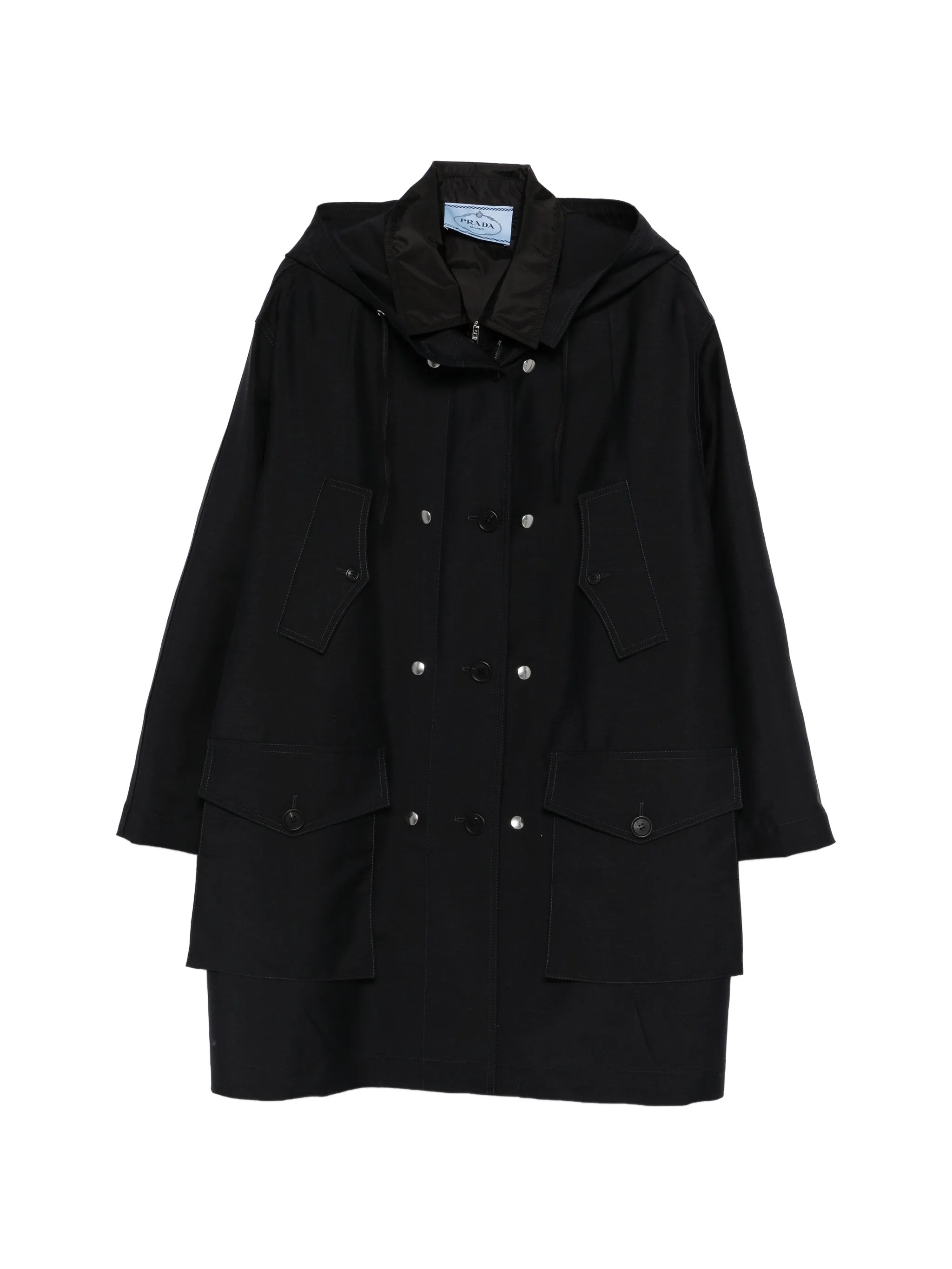 Kid Mohair+re-nylon Blue Cappotto