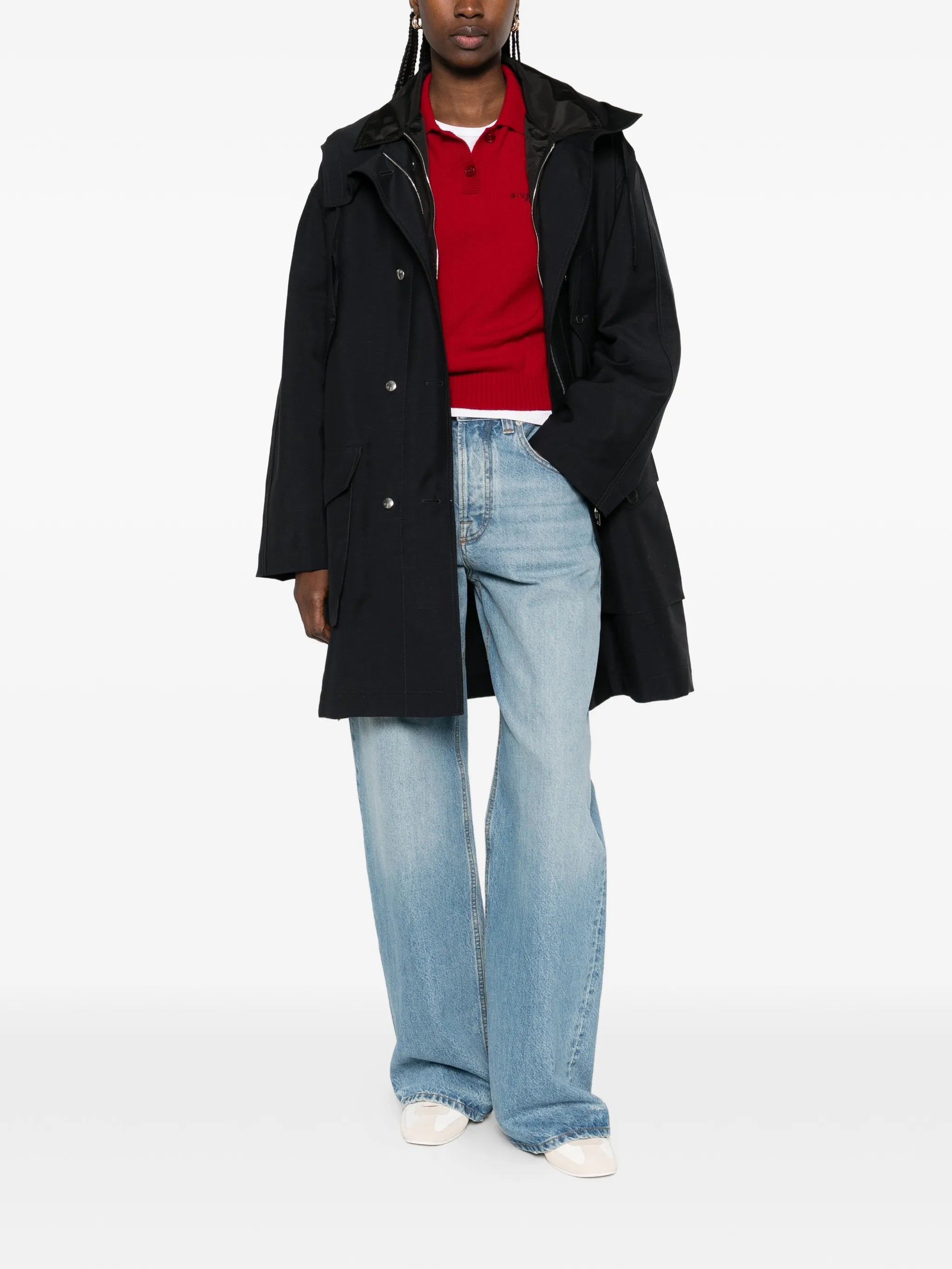 Kid Mohair+re-nylon Blue Cappotto