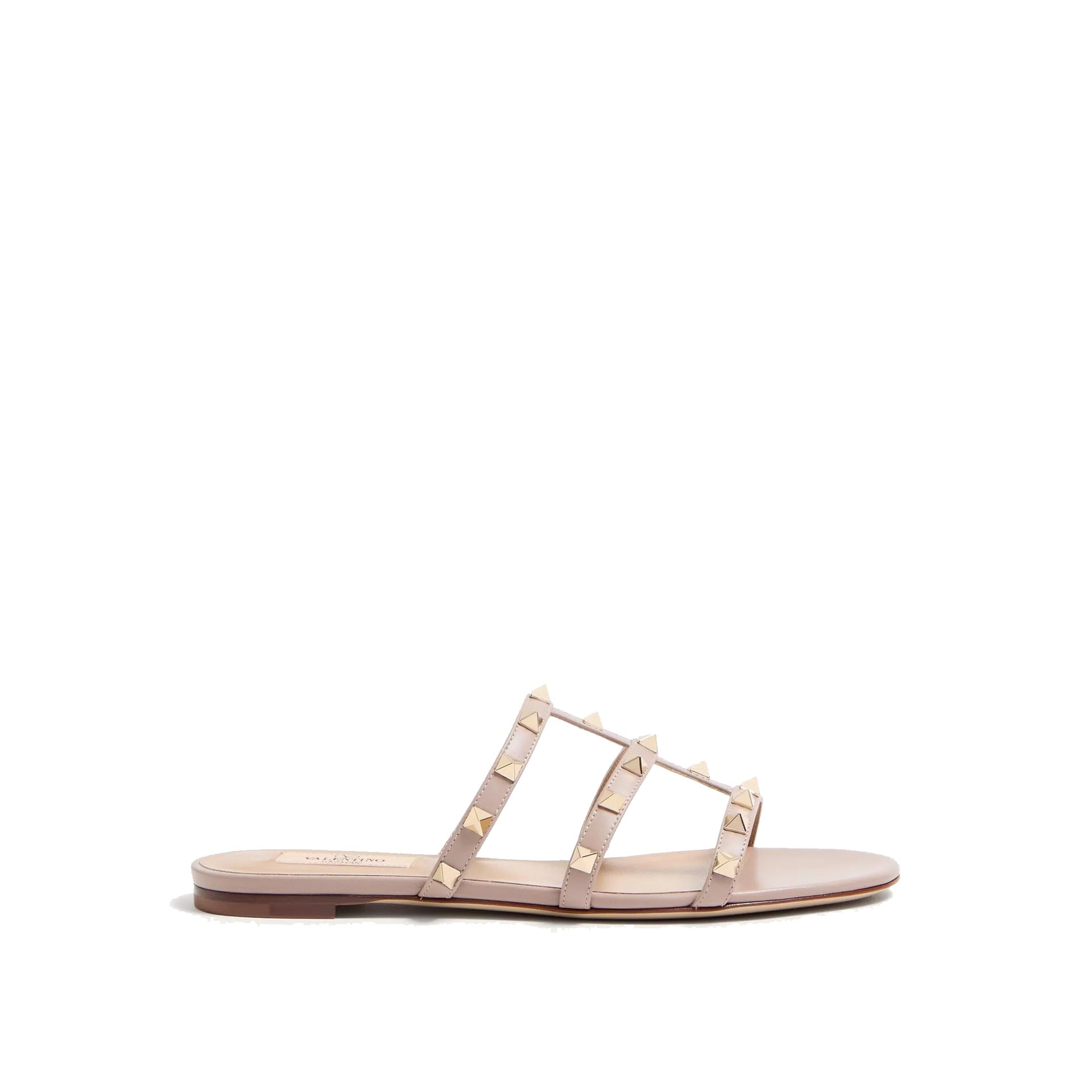 Valentino Garavani Rockstud Slide Sandals Pink Calf Leather