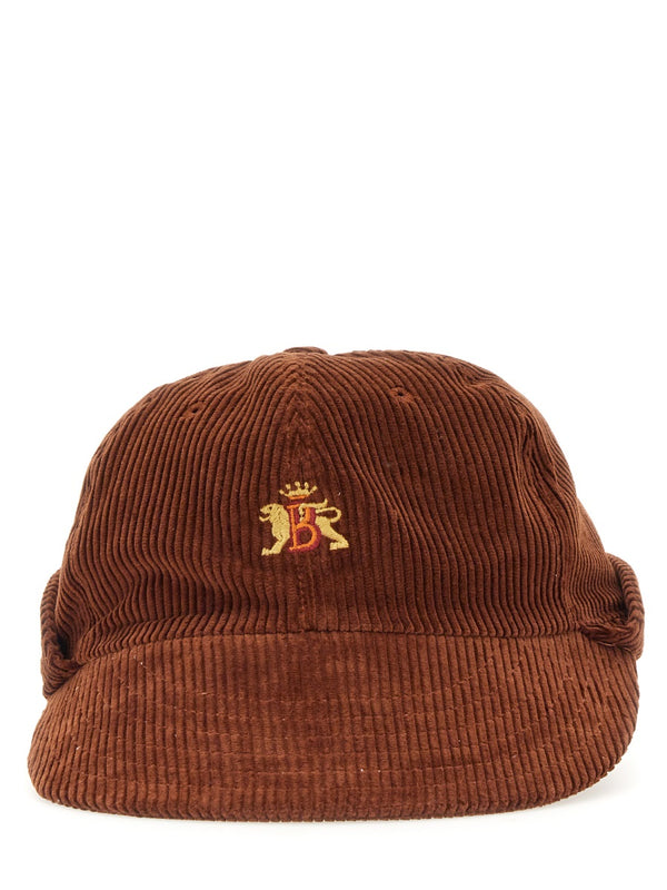 Hat With Logo Brown Cotton