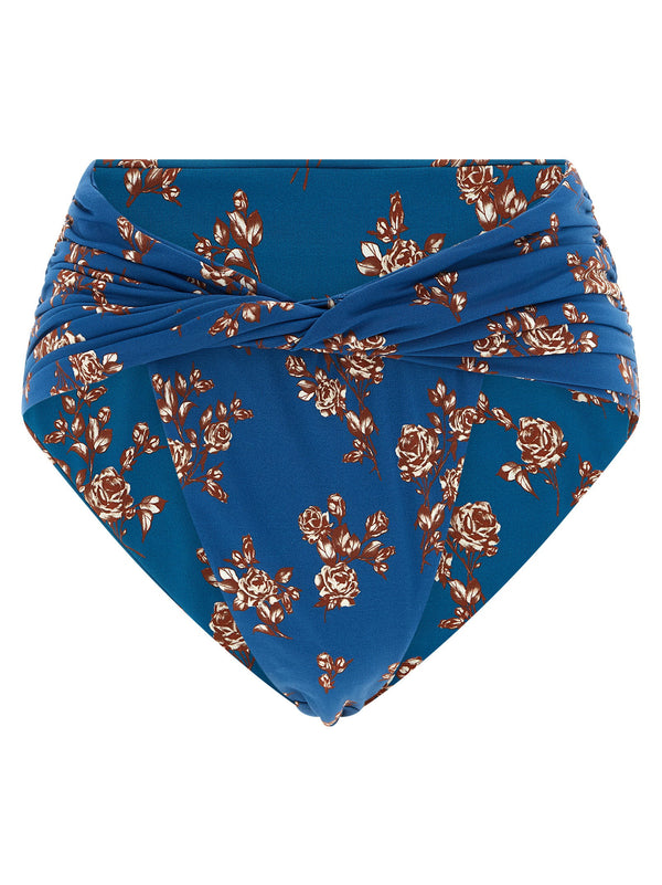 Magda Butrym Floral-Print Stretch Bikini Bottoms — Blue