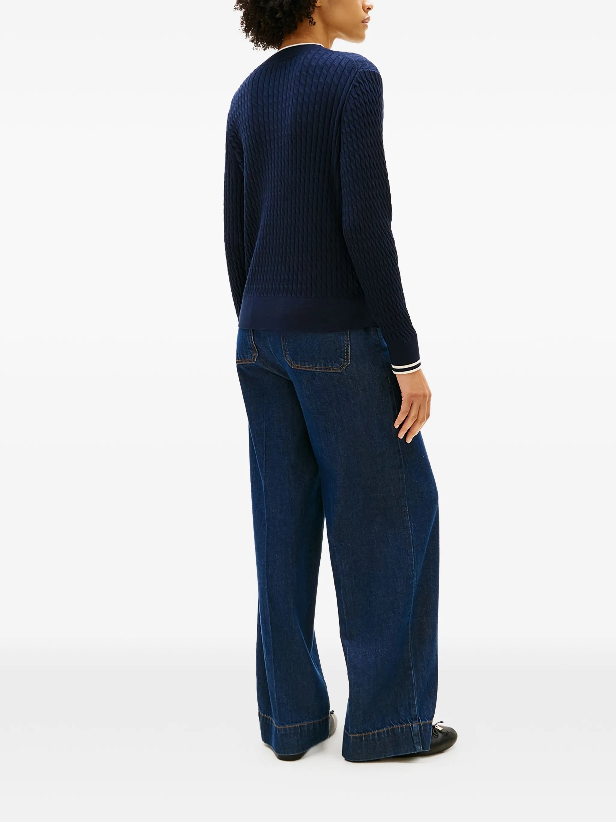Co Cable Fine Ls Sweater Blue Maglia