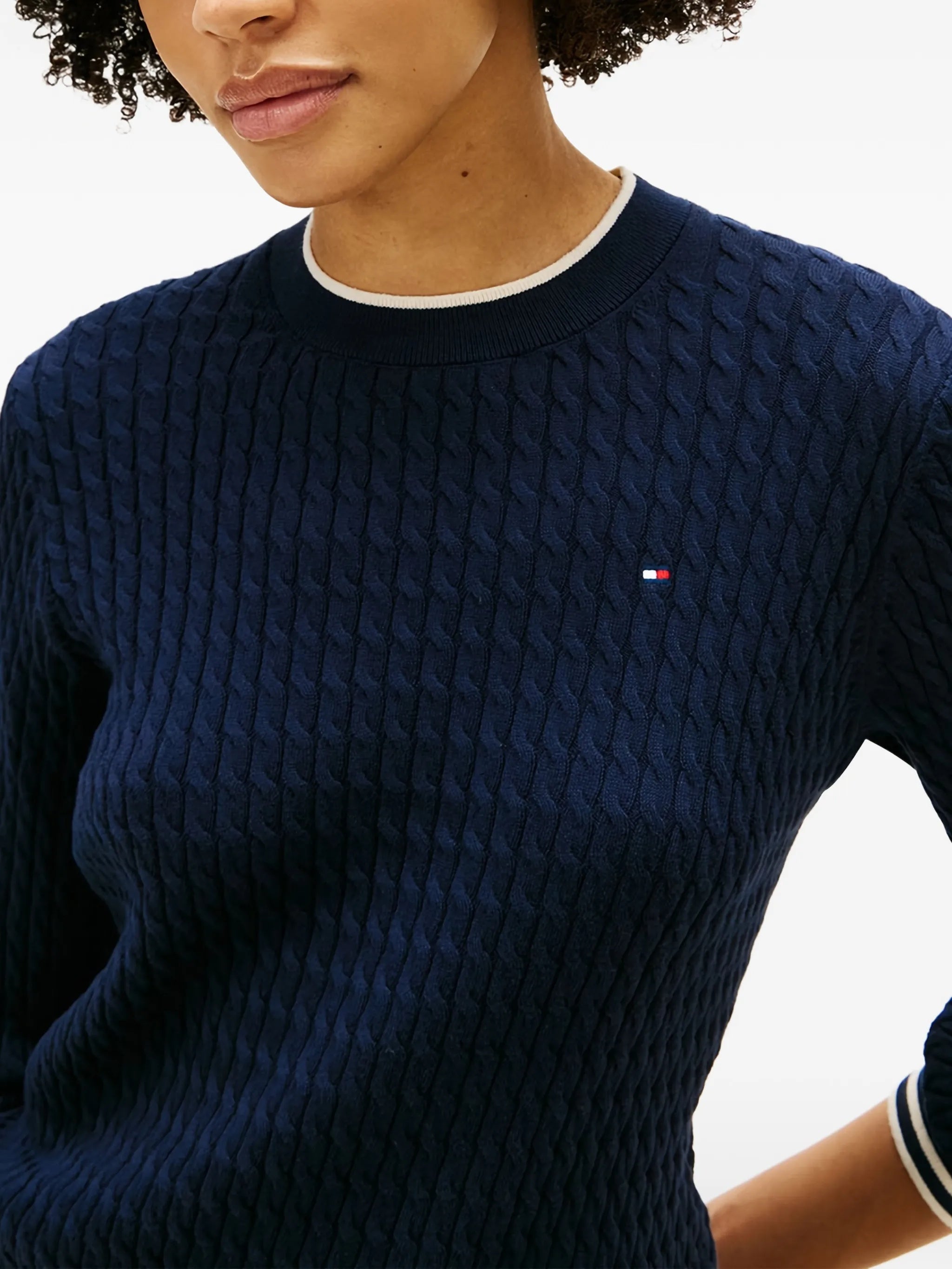 Co Cable Fine Ls Sweater Blue Maglia