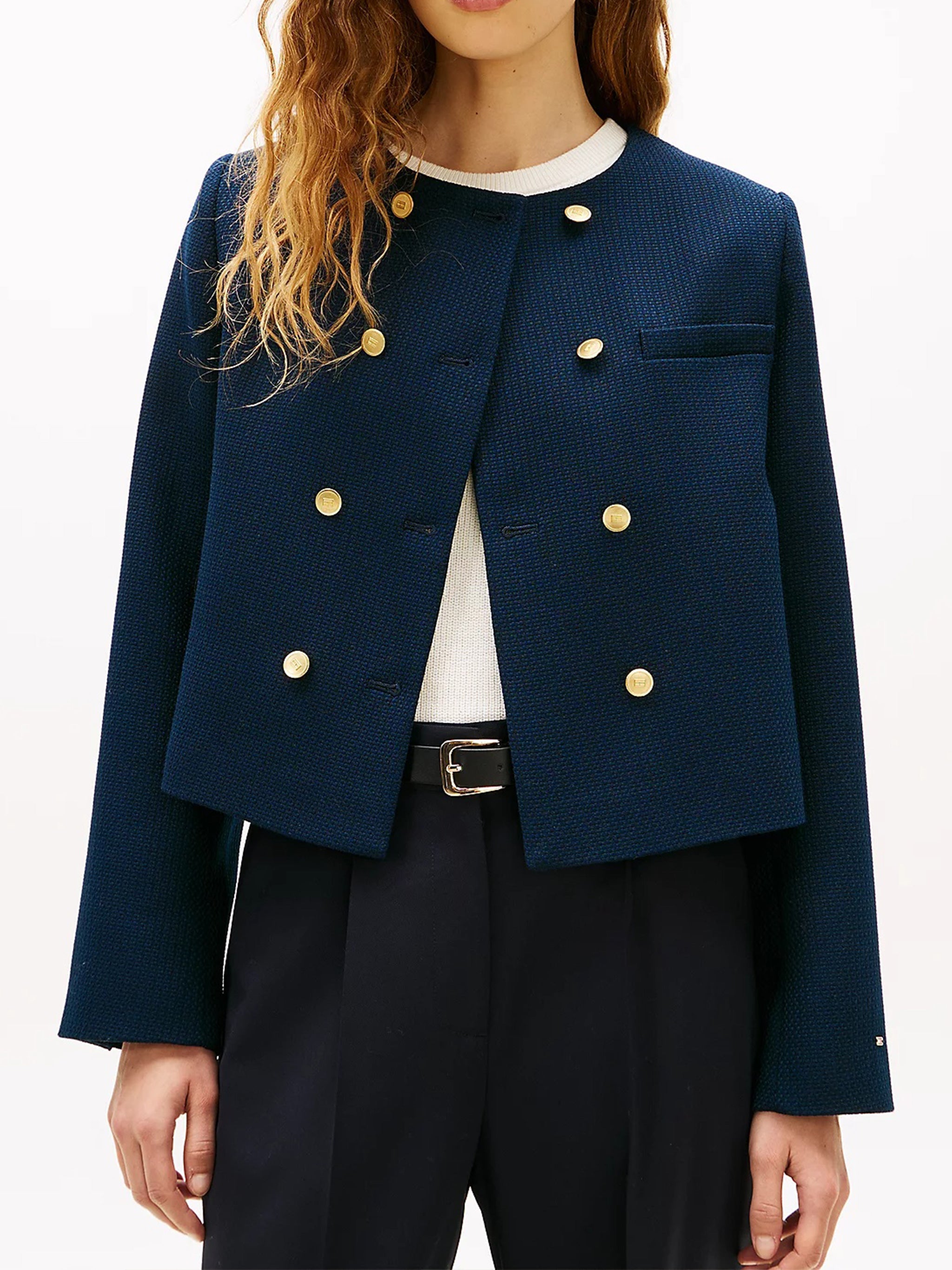 Preppy Texture Lady Jacket Blue Giacca