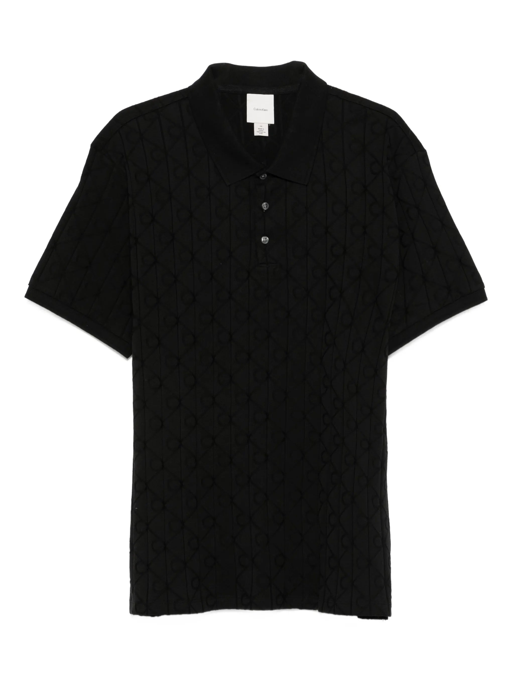 Ss Dbl Mercerized Emblem Jacquar Black Polo