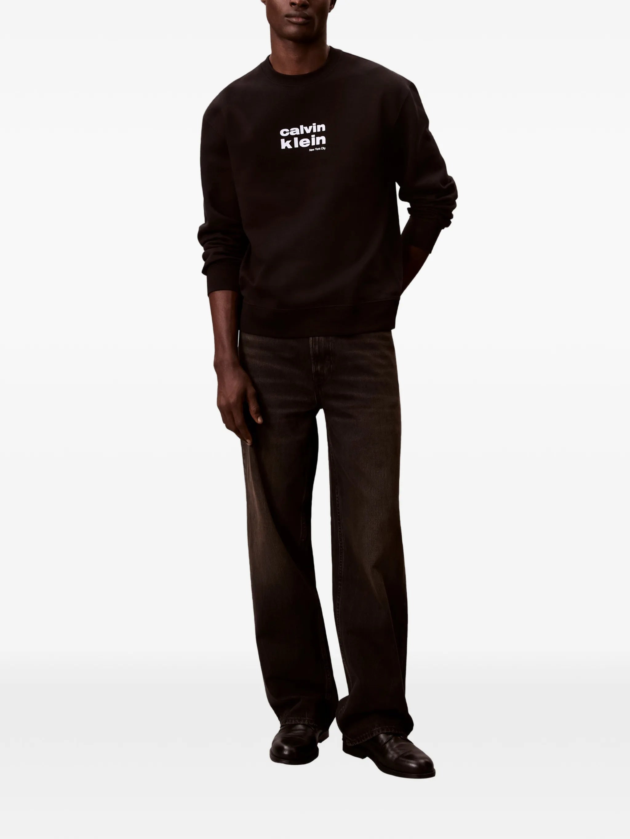 Ls 350fleece Retro Graphic Crewn Black Felpa