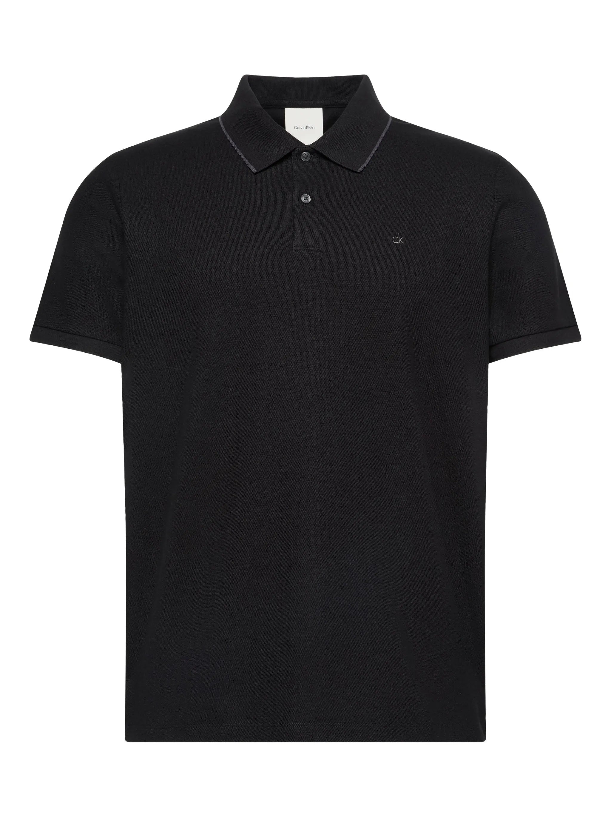 Ss Refined Pique Tipped Classic Black Polo
