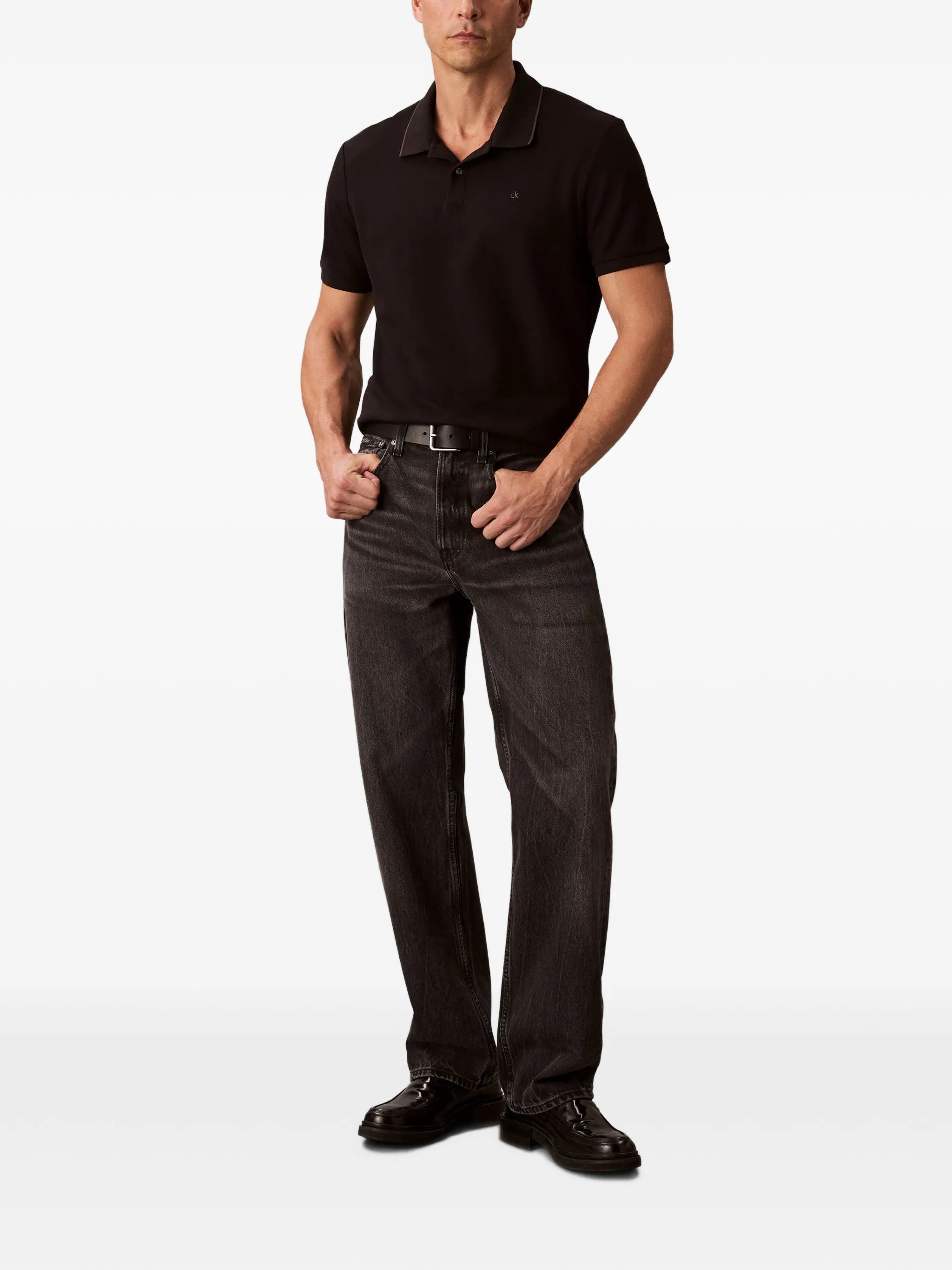 Ss Refined Pique Tipped Classic Black Polo
