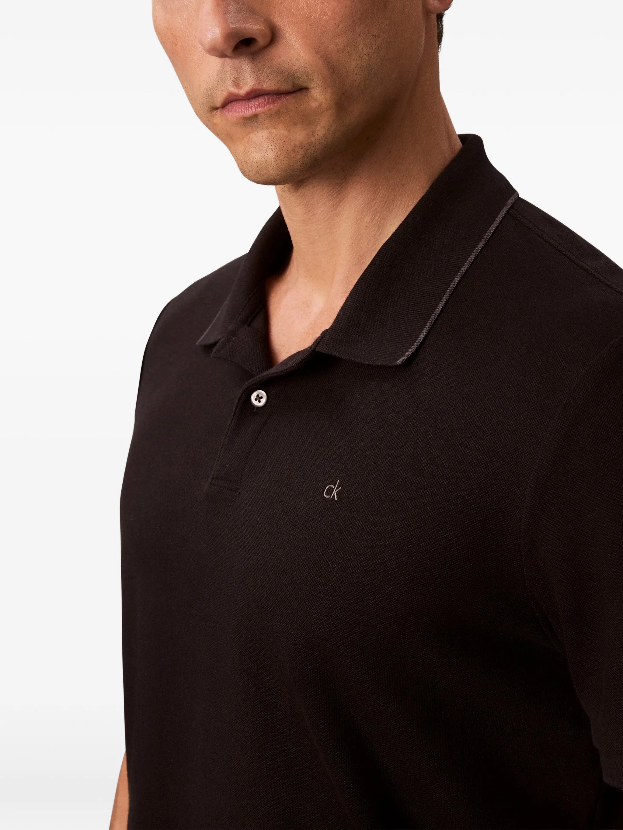 Ss Refined Pique Tipped Classic Black Polo
