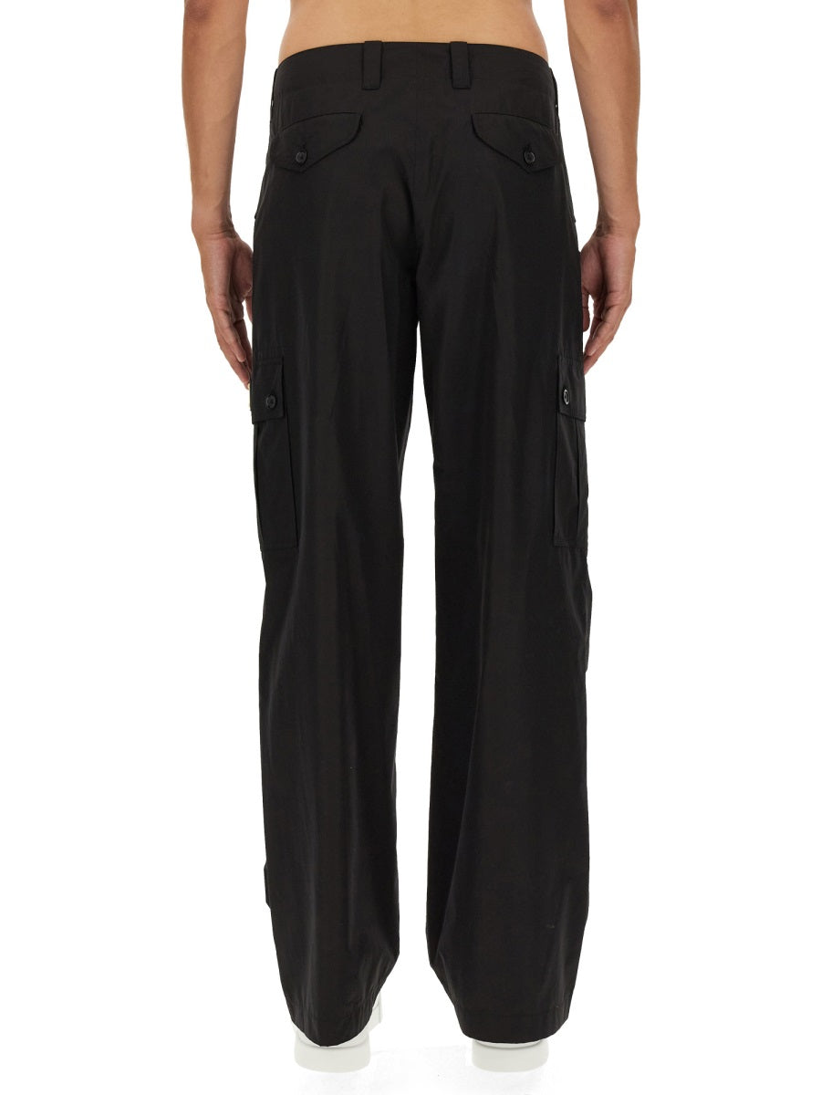 Wide Leg Pants Black Cotton Trousers