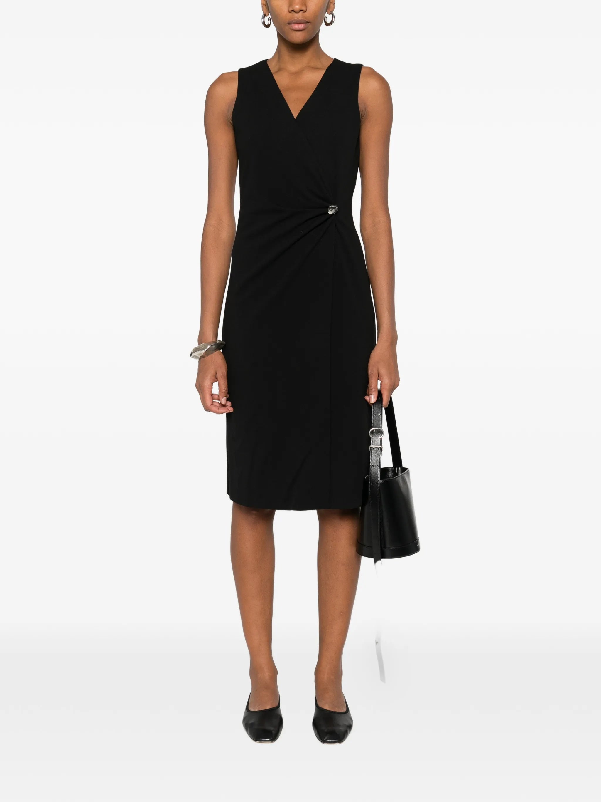 Stretch Crepe Hardware Dress Black Abito