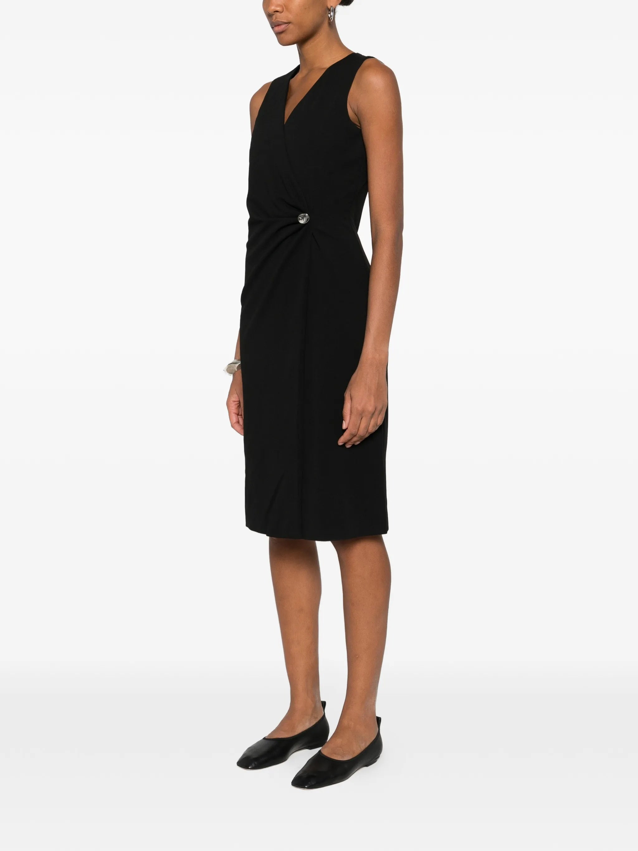 Stretch Crepe Hardware Dress Black Abito