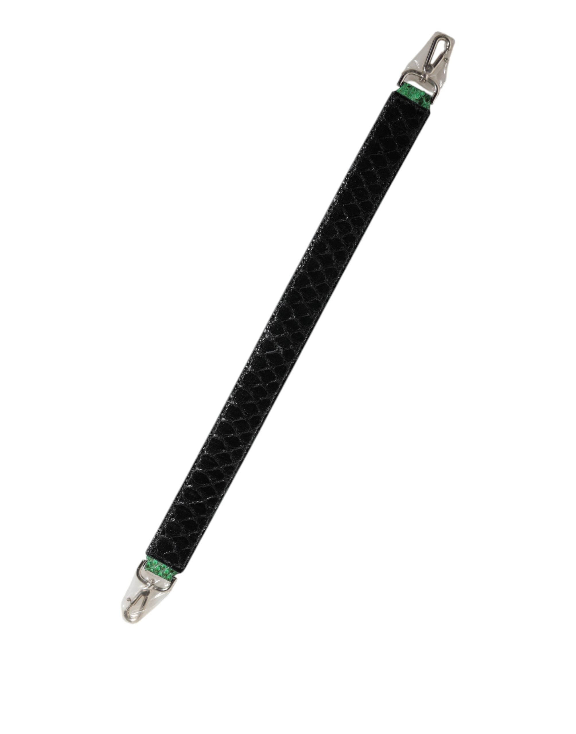 Black Green Exotic Leather Bag Shoulder Strap And Python