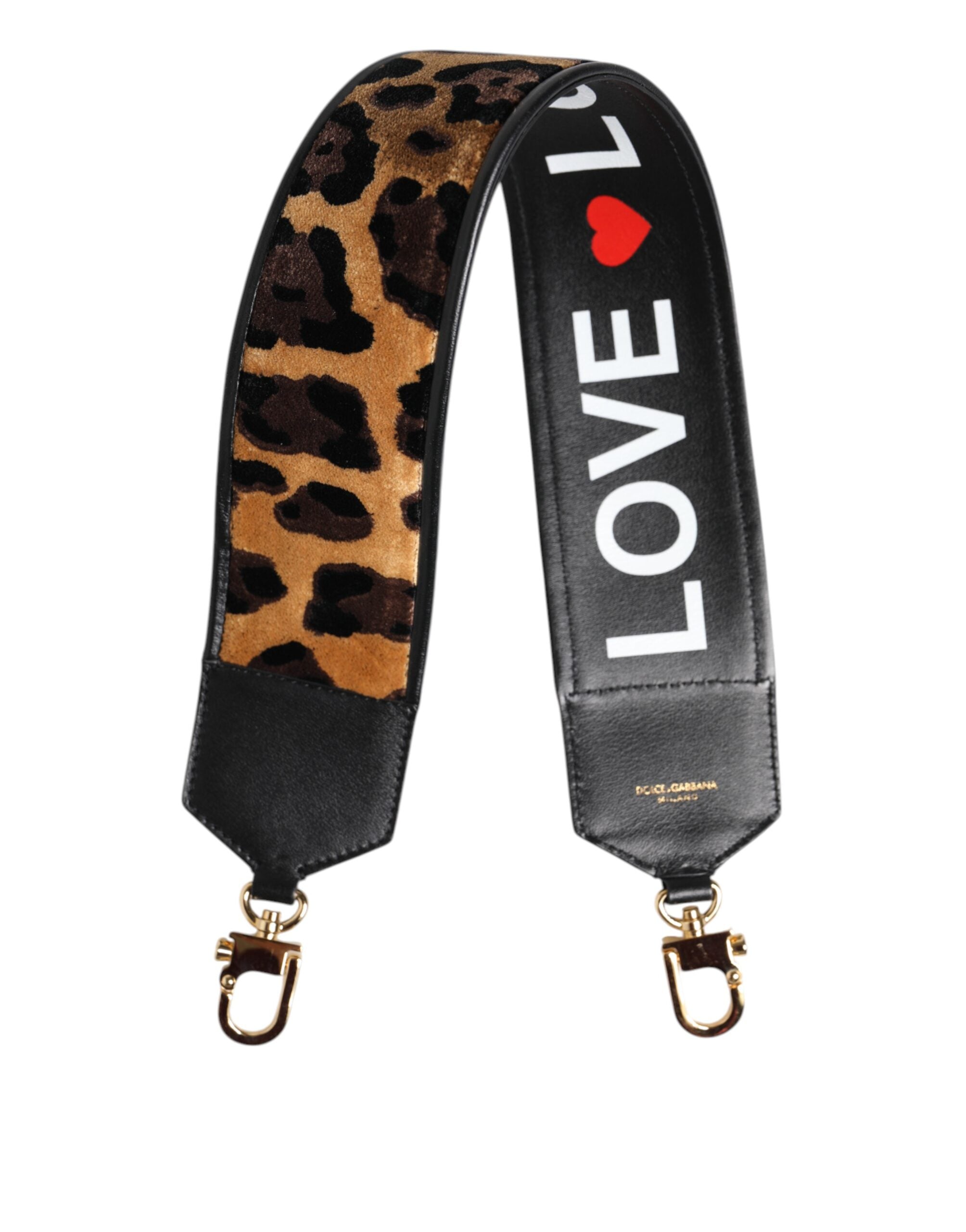 Black Leopard Print Reversible Bag Shoulder Strap And Brown Cotton