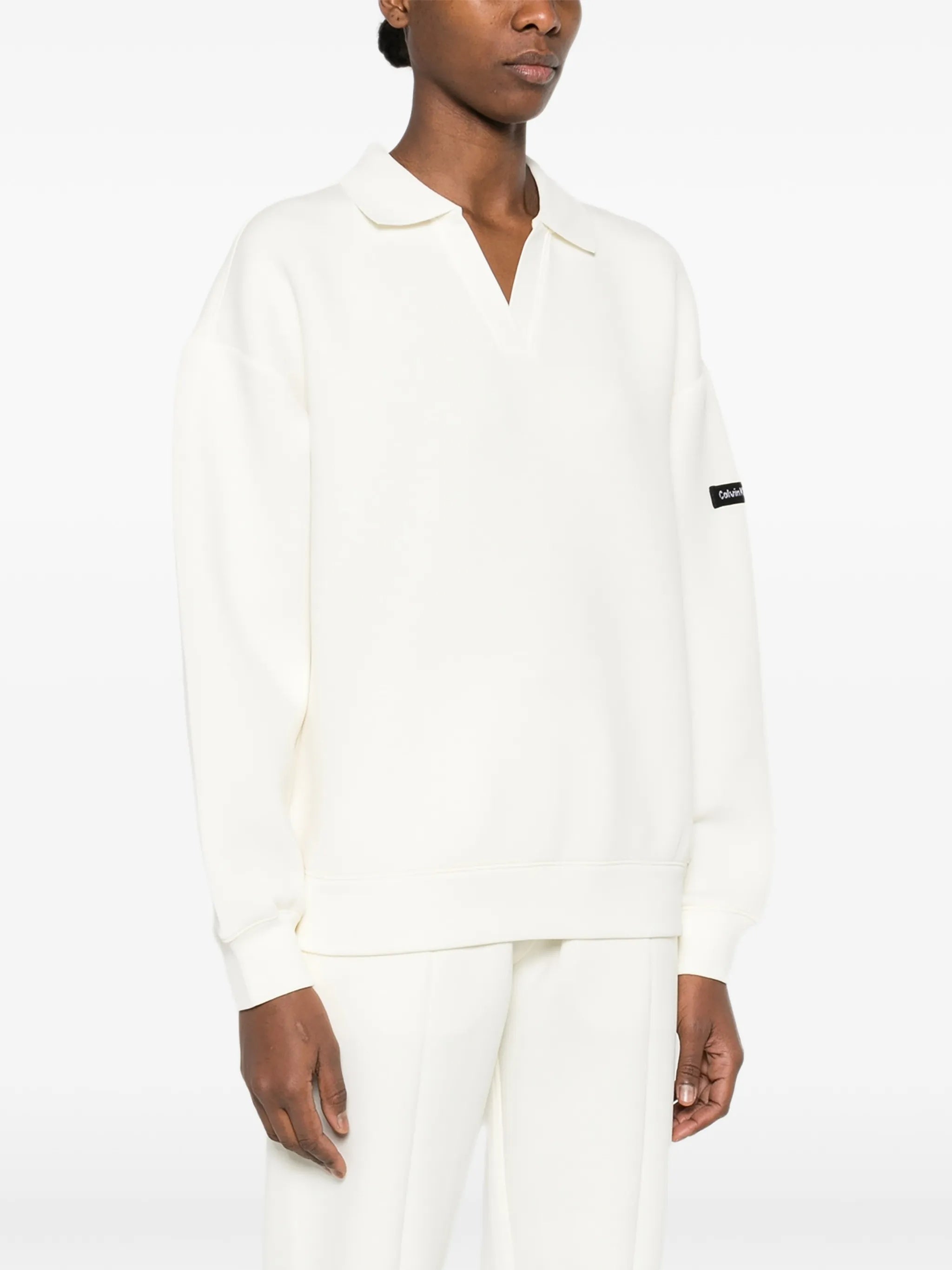 Ls Scuba Oversized Polo Top White