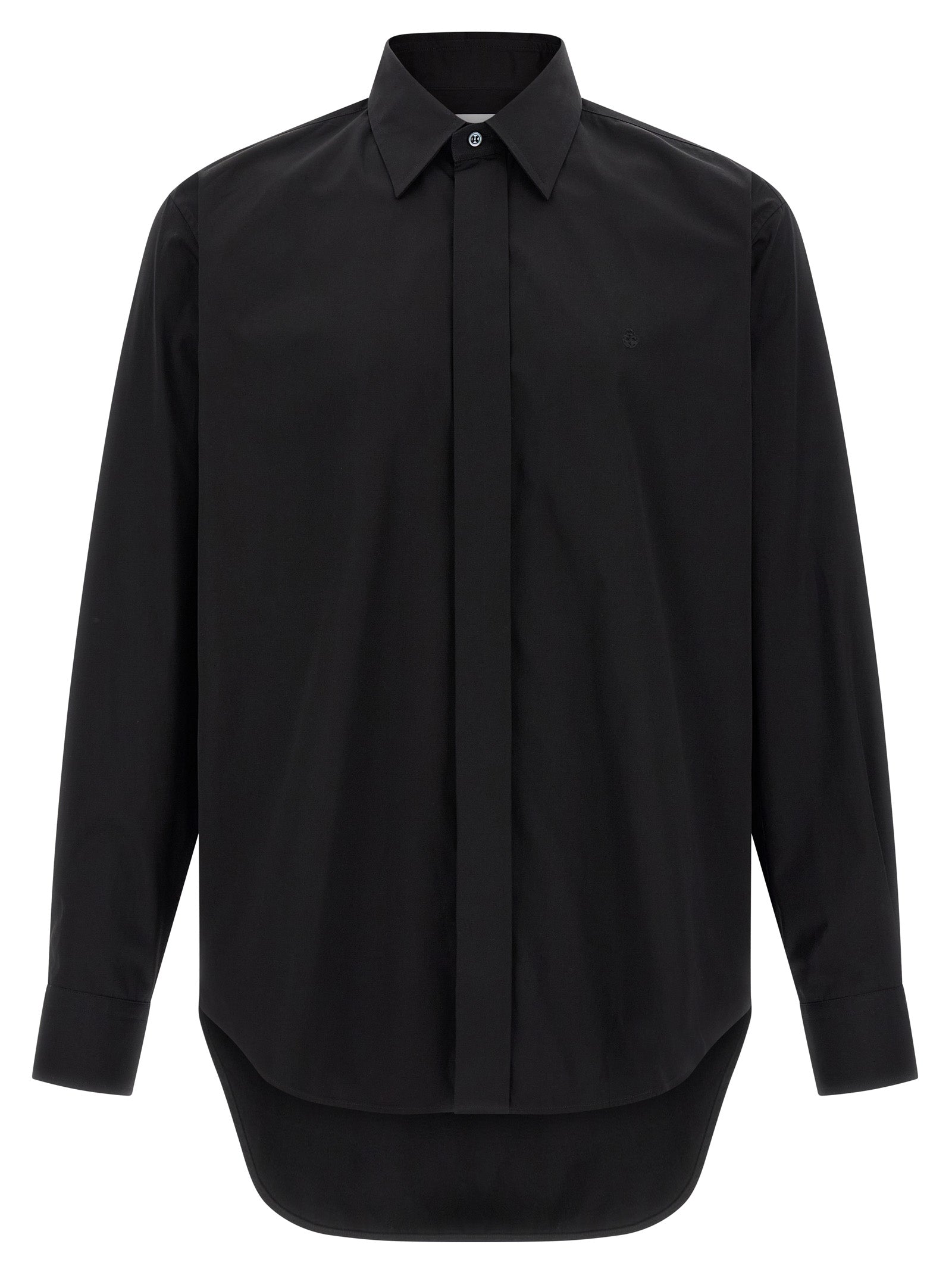 Logo embroidery shirt Black Cotton Shirt, Blouse
