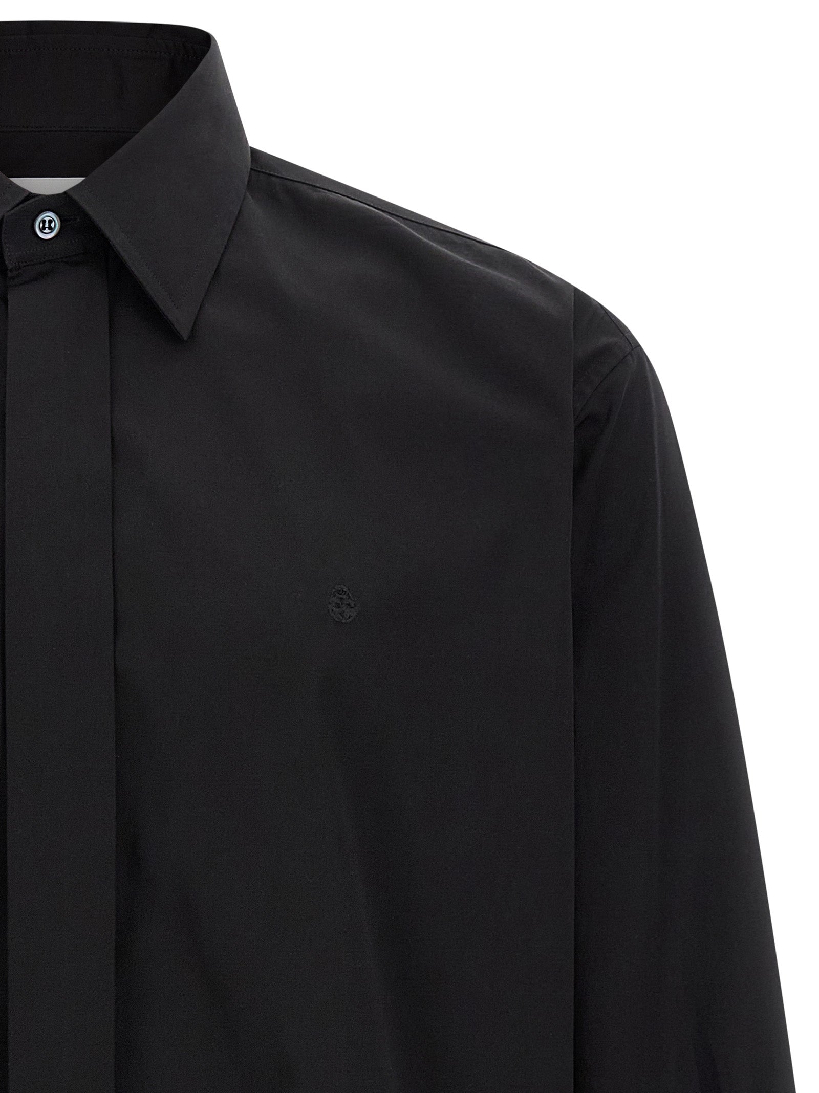 Logo embroidery shirt Black Cotton Shirt, Blouse
