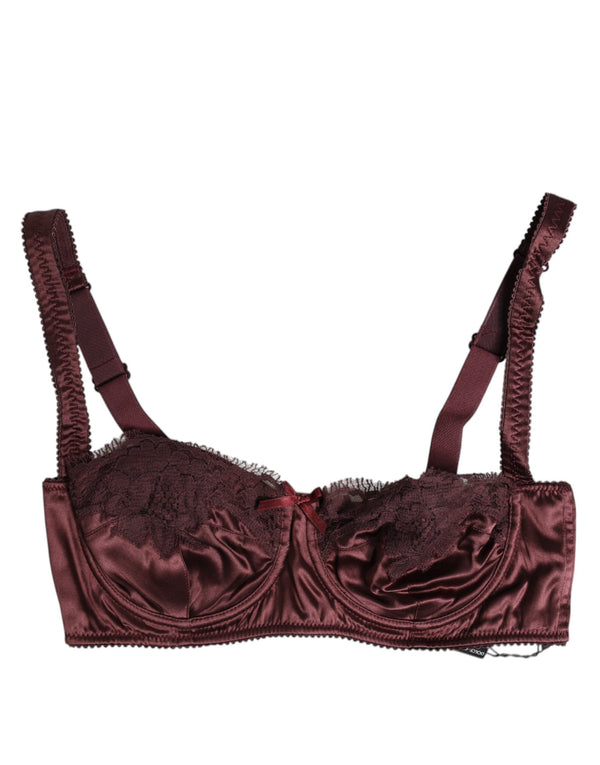 Dolce & Gabbana 94% Silk 6% Elastane balconette bra in burgundy