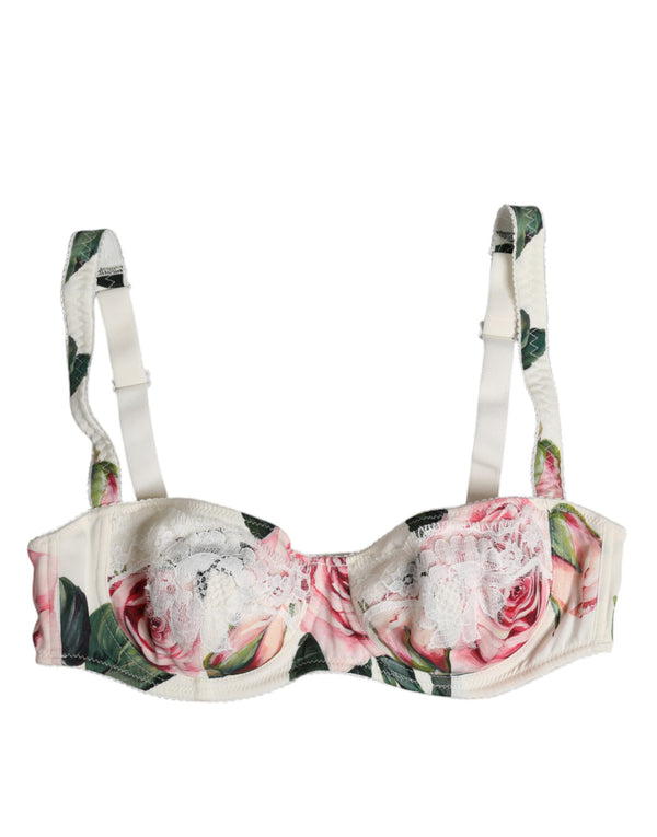 Dolce & Gabbana 80% Silk 12% Cotton 5% Elastane 3% Nylon balconette bra in white