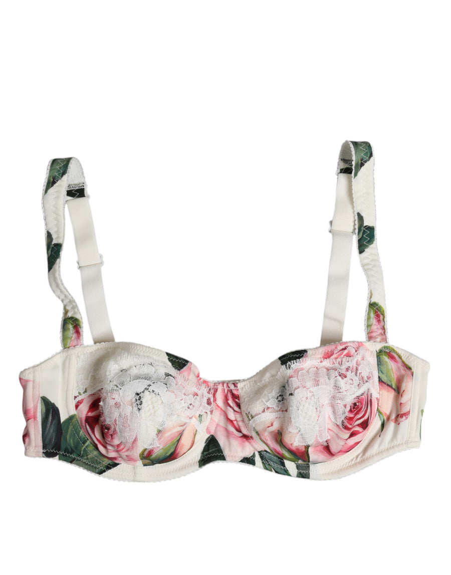 Dolce & Gabbana 80% Silk 12% Cotton 5% Elastane 3% Nylon balconette bra in white