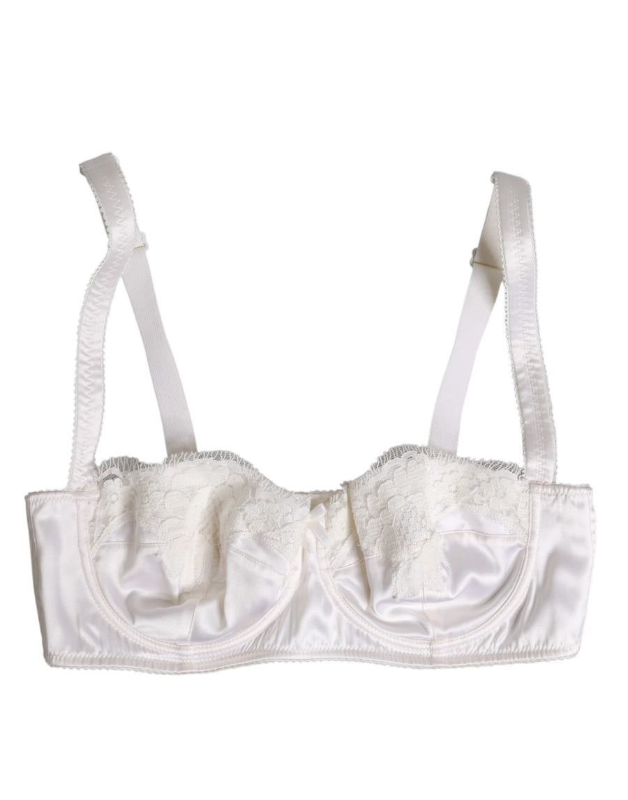 Dolce & Gabbana 93% Silk balconette bra in white