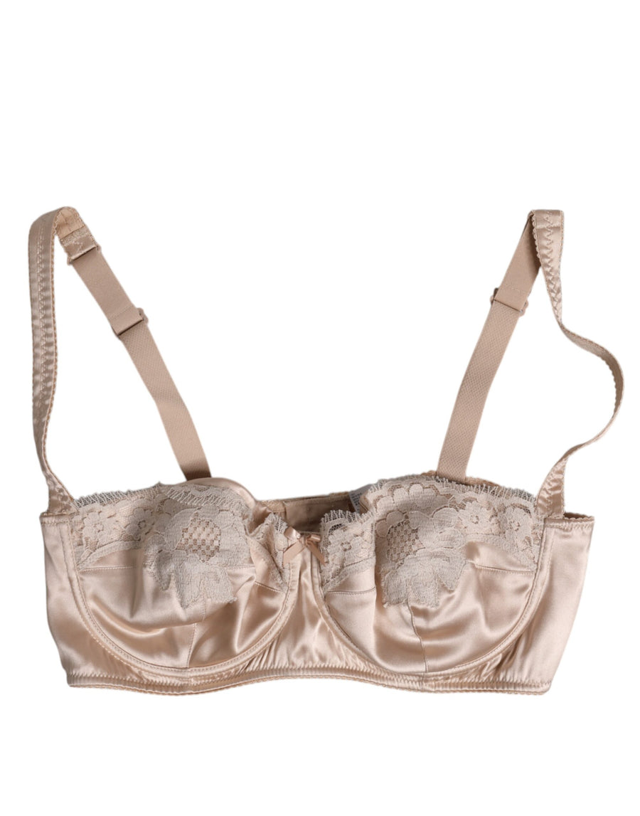 Dolce & Gabbana 93% Silk 7% Elastane balconette bra in beige