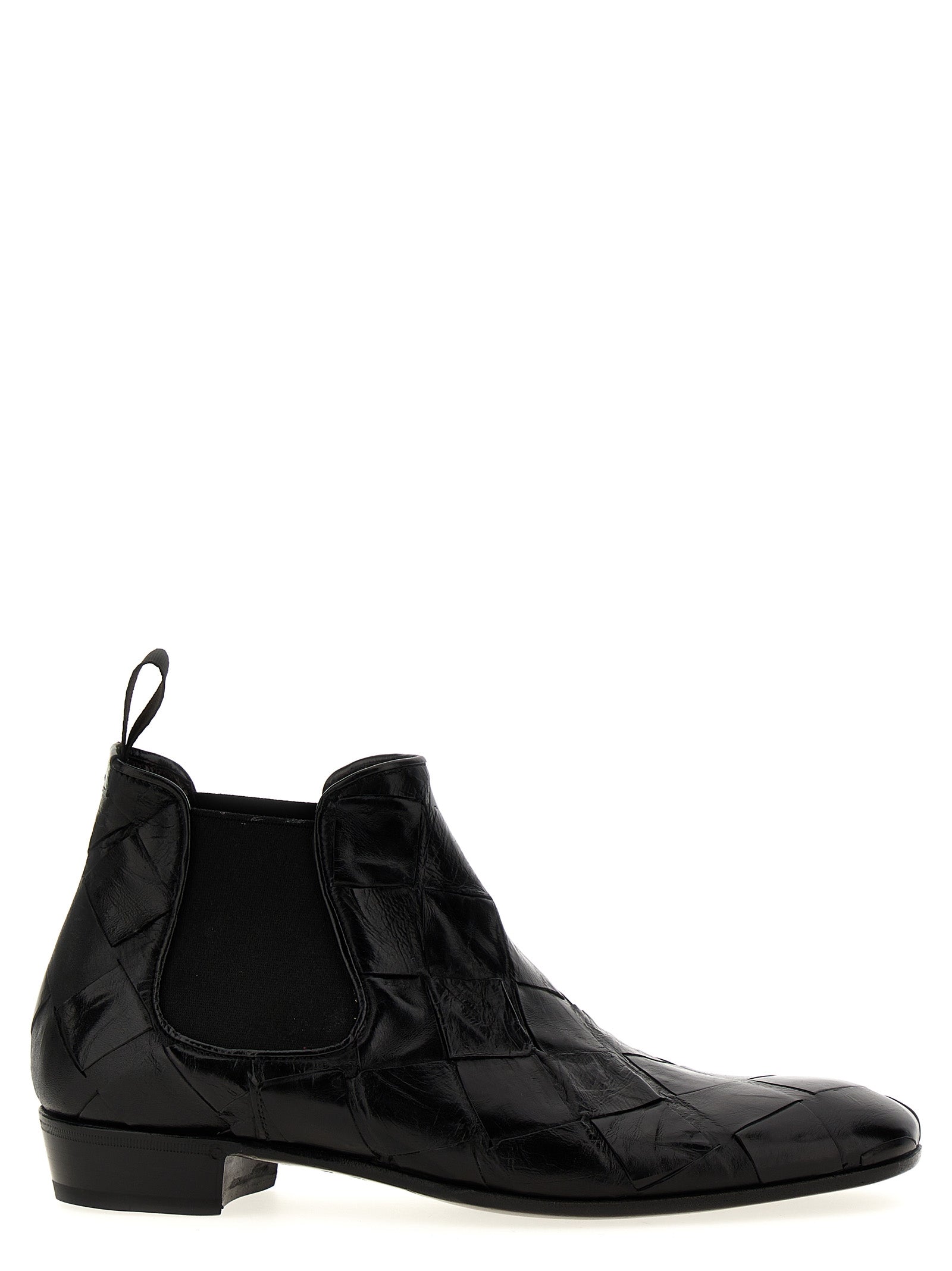 Braided leather ankle boots Black Calfskin (bos Taurus) Boots